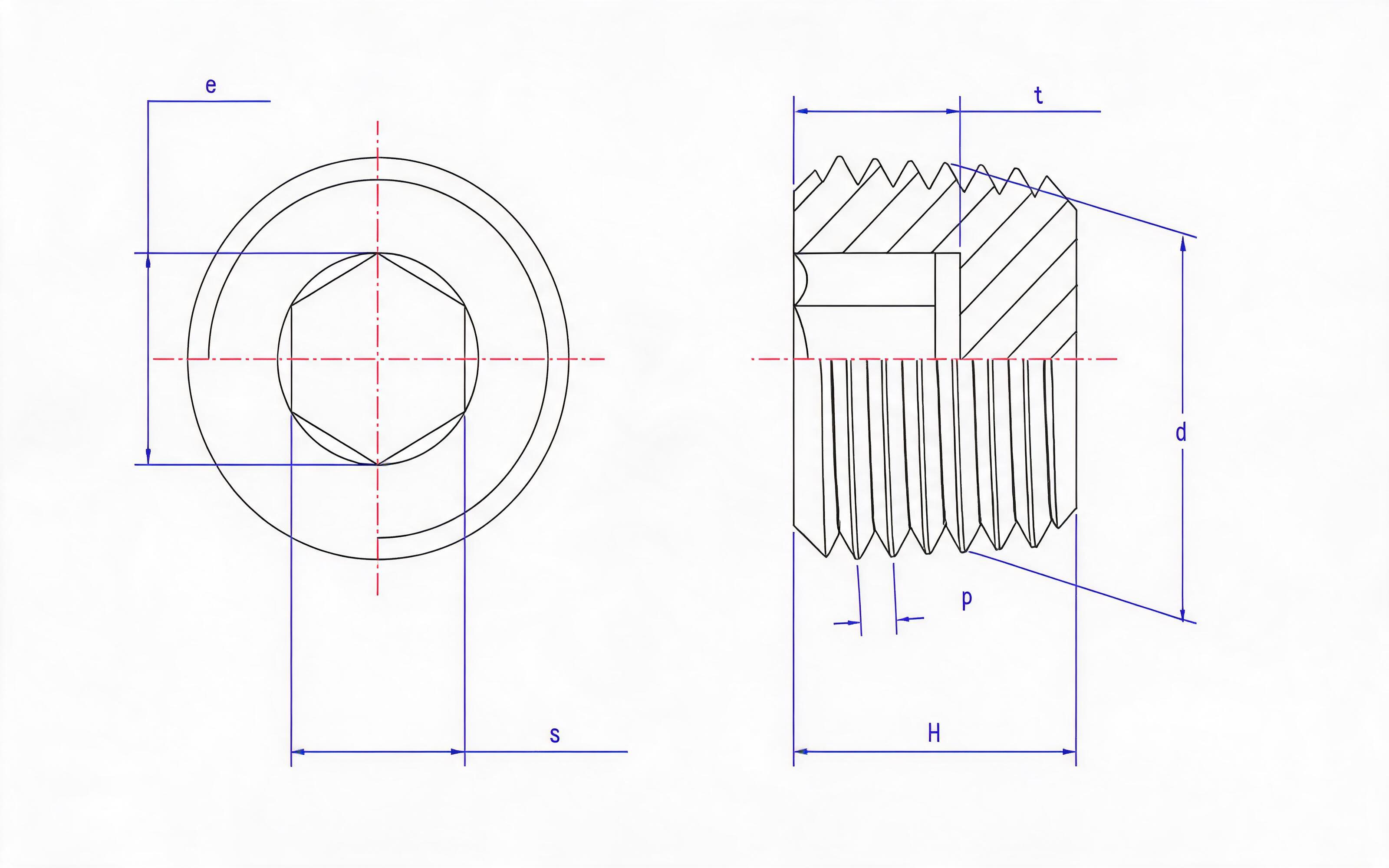 Hexagon socket pipe plug taper thread Standard Drawing