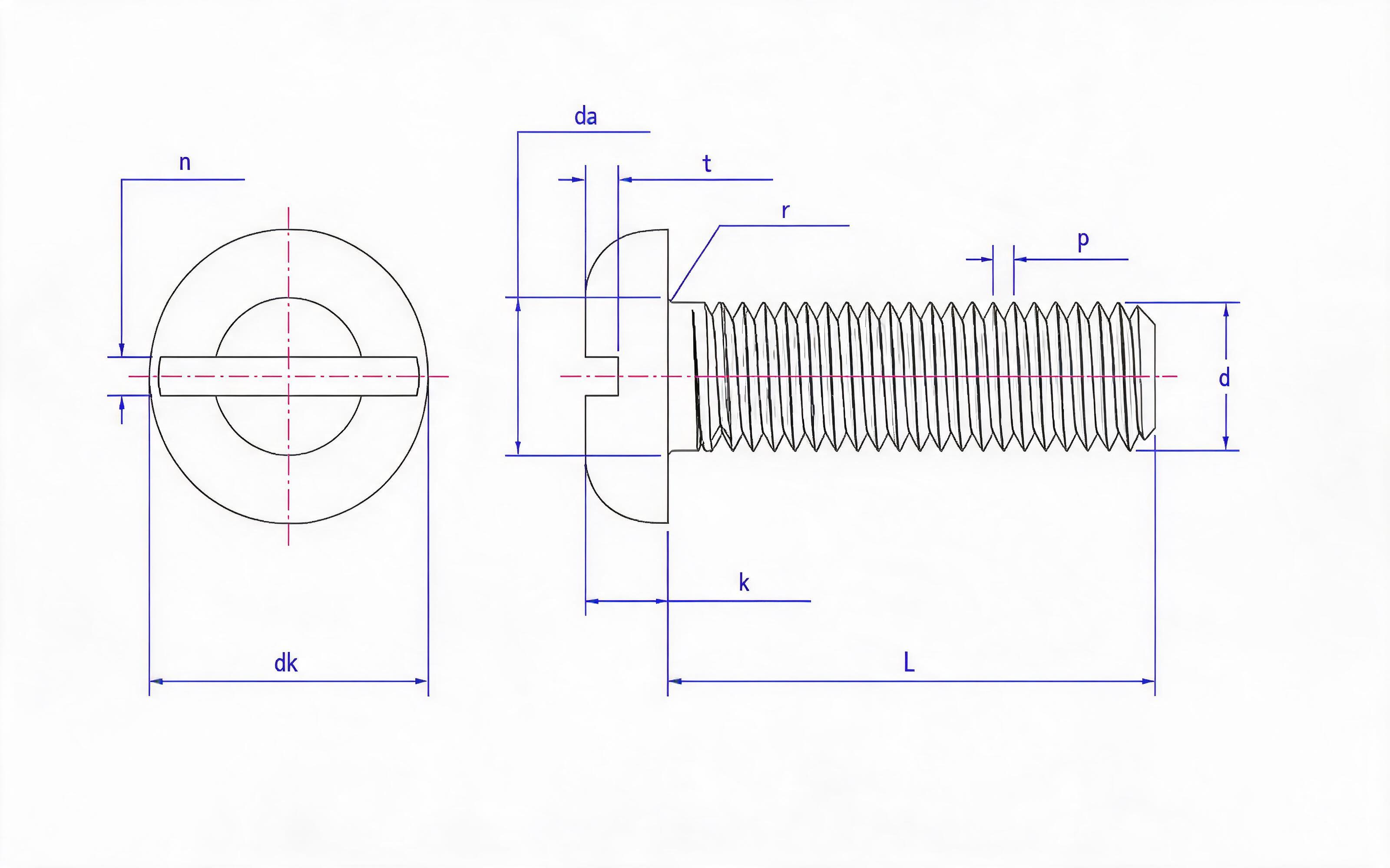 SLOTTED PAN HEAD SCREW Standard Drawing