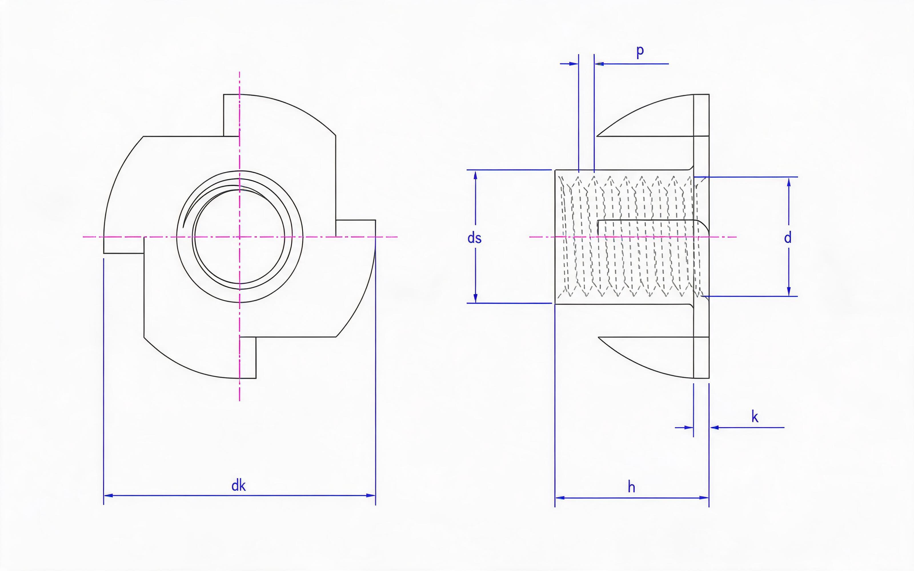 Four jaw nut Standard Drawing