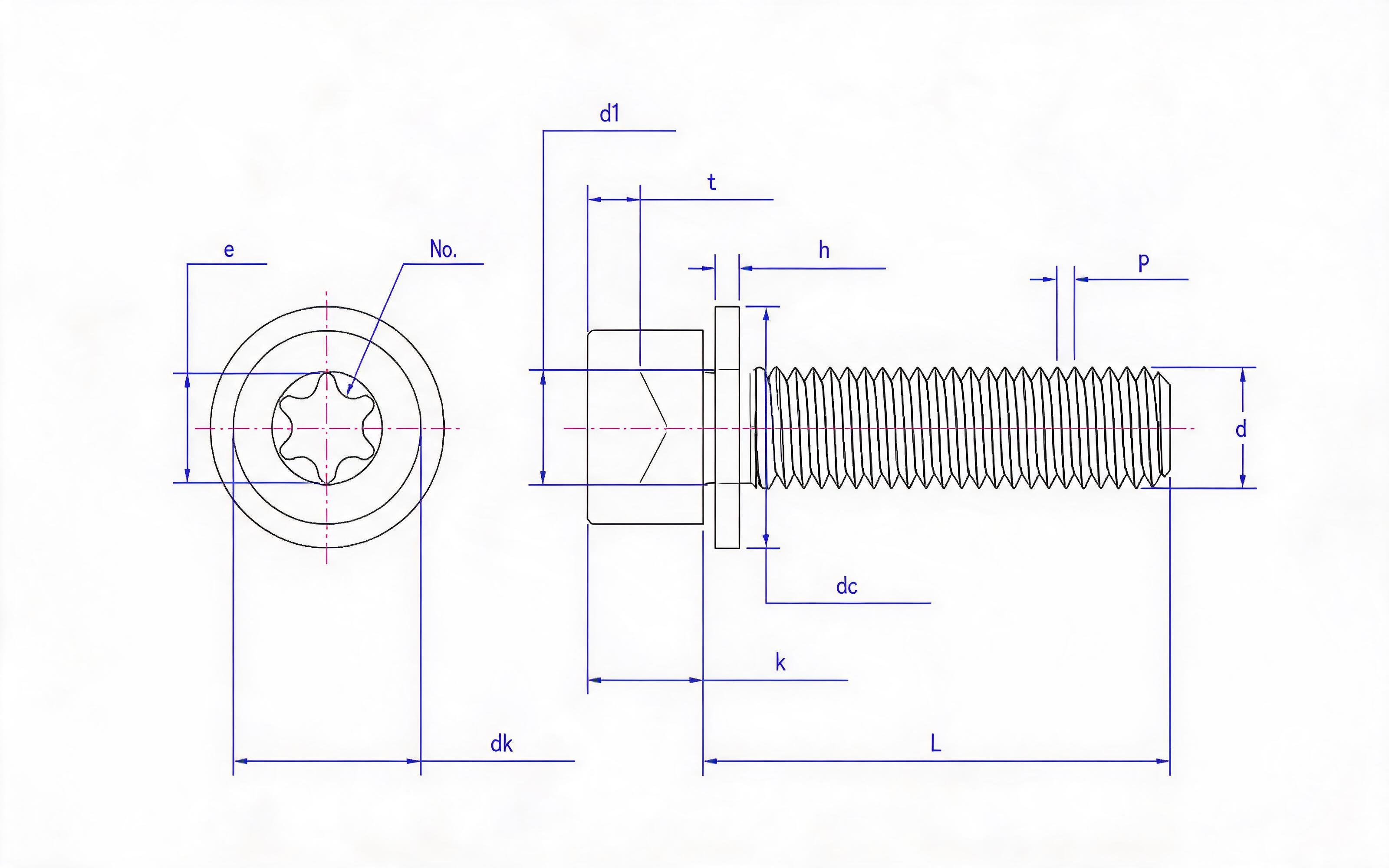 Combination of hexagon socket cheese head screw and flat washer Standard Drawing