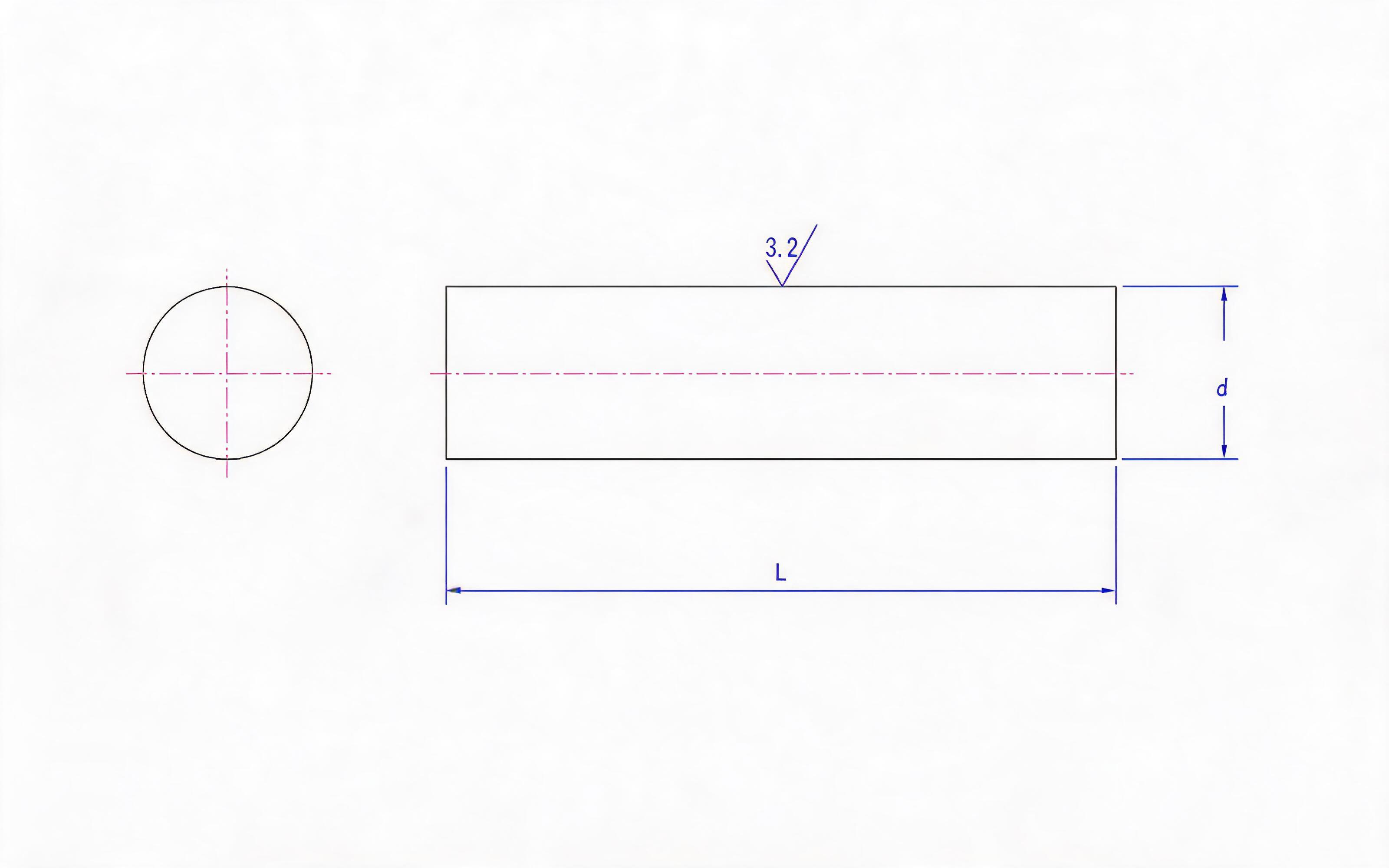 Unhardened cylindrical pin (d h11) Standard Drawing