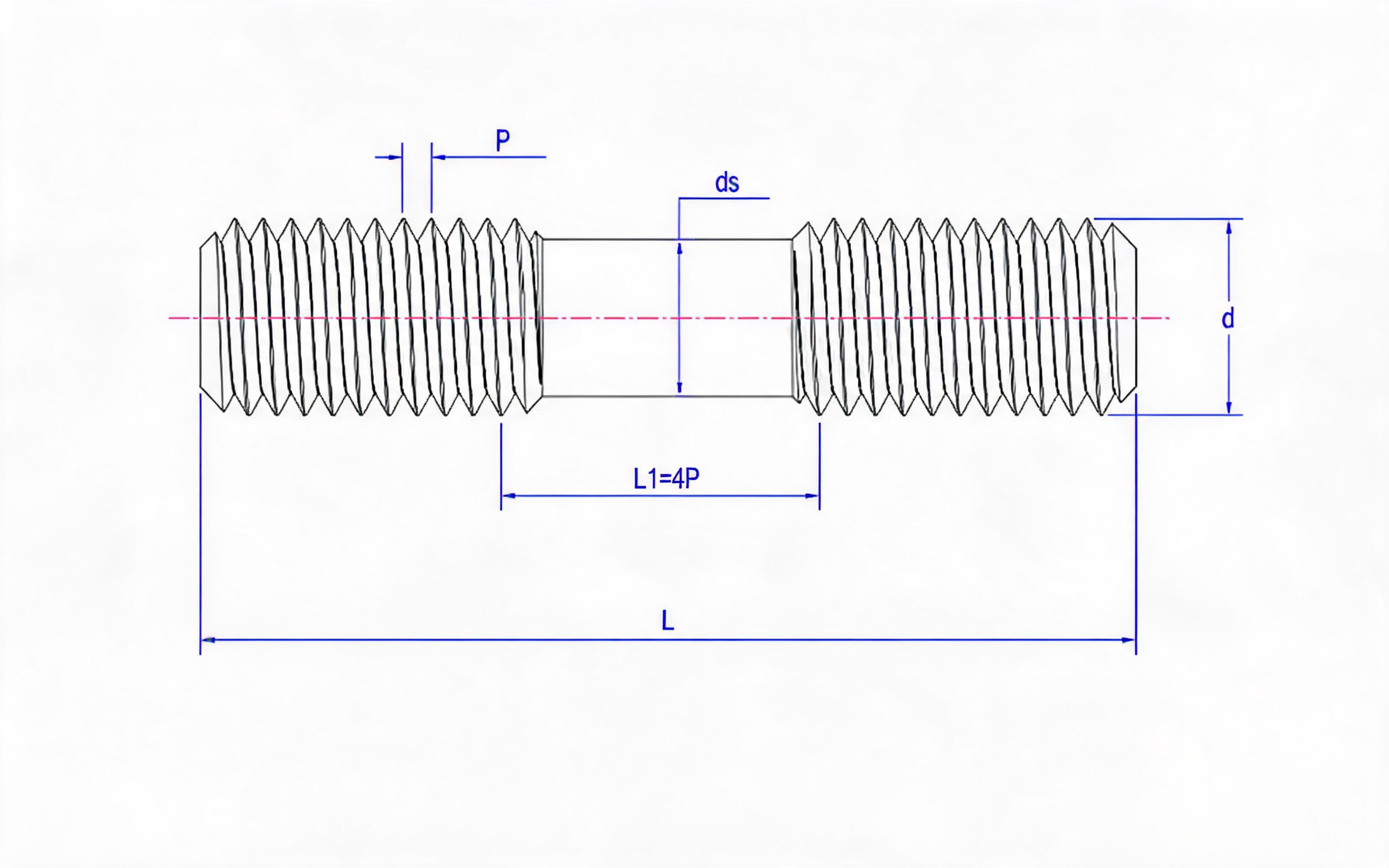 Fasteners for pipe flange connection - equal-length stud (commercial fastener L ≤ 2b) Standard Drawing