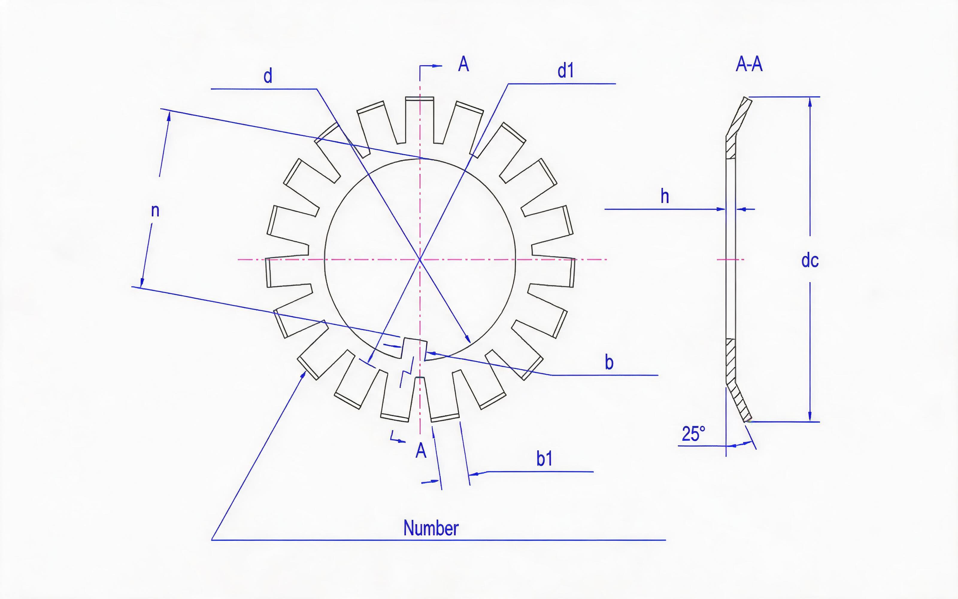 Stop Washer for MB Nut Table 6 Standard Drawing