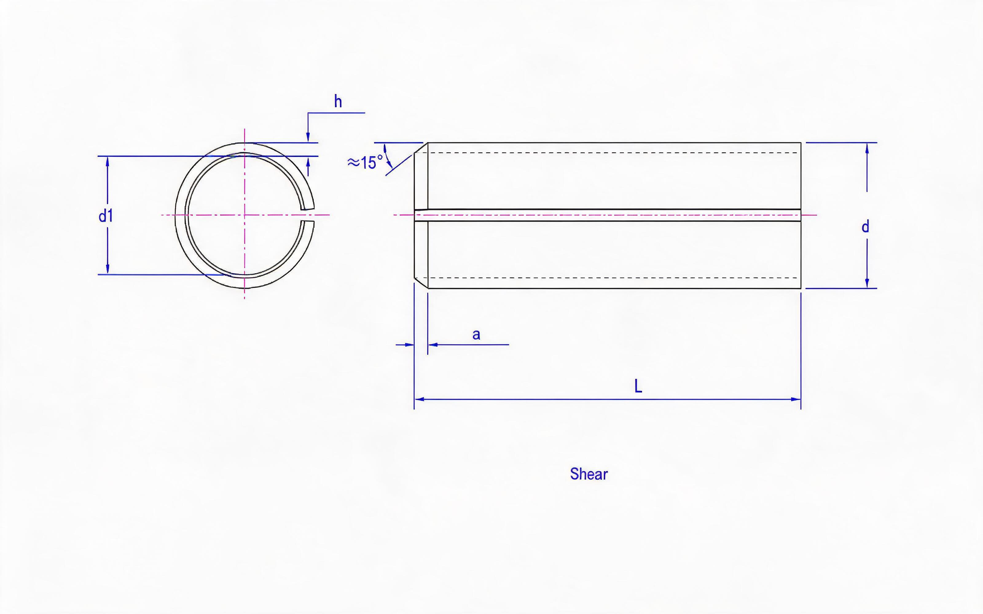 Elastic cylindrical pin heavy (d ≥ 8mm) Standard Drawing