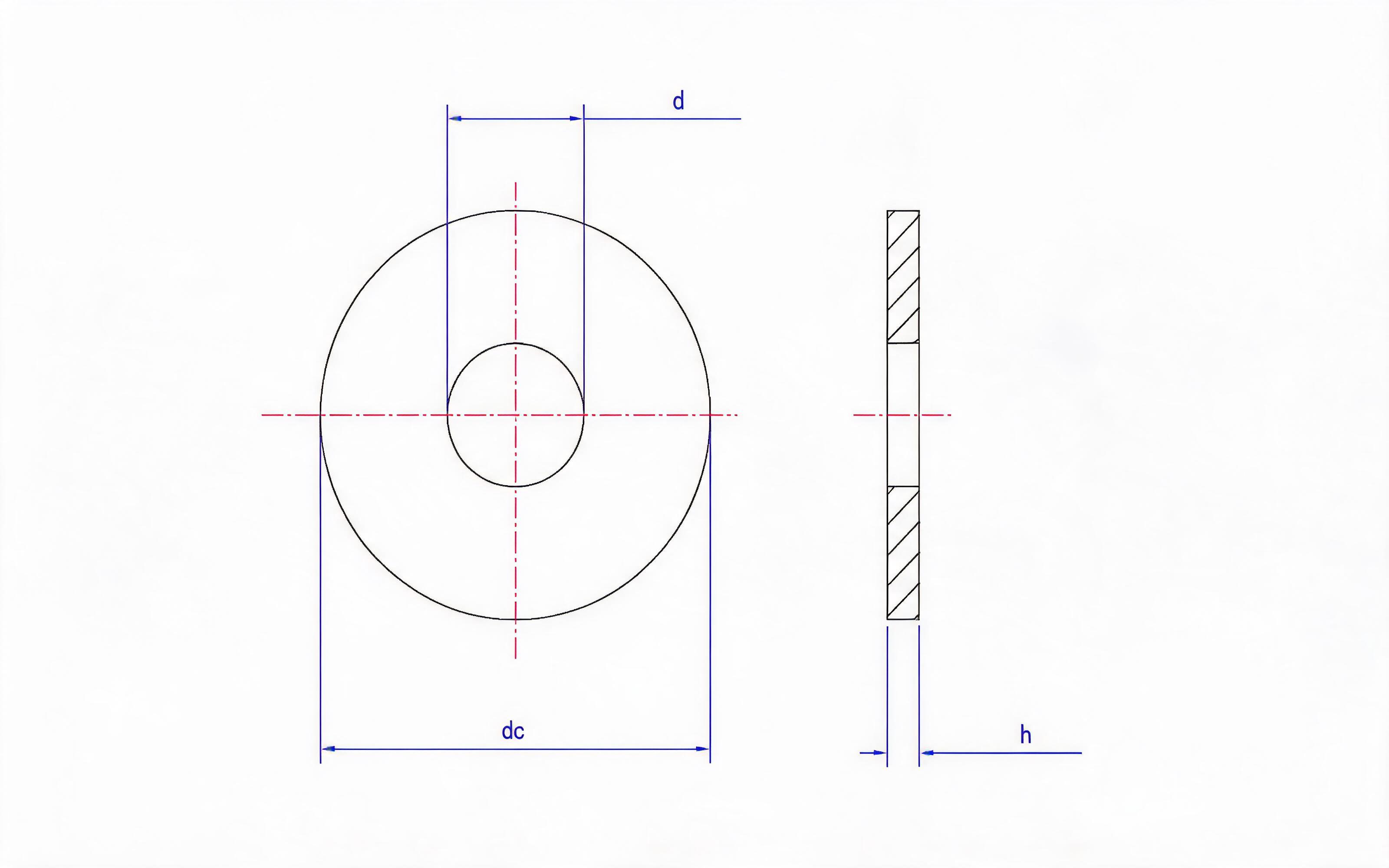 Extra large washer Standard Drawing