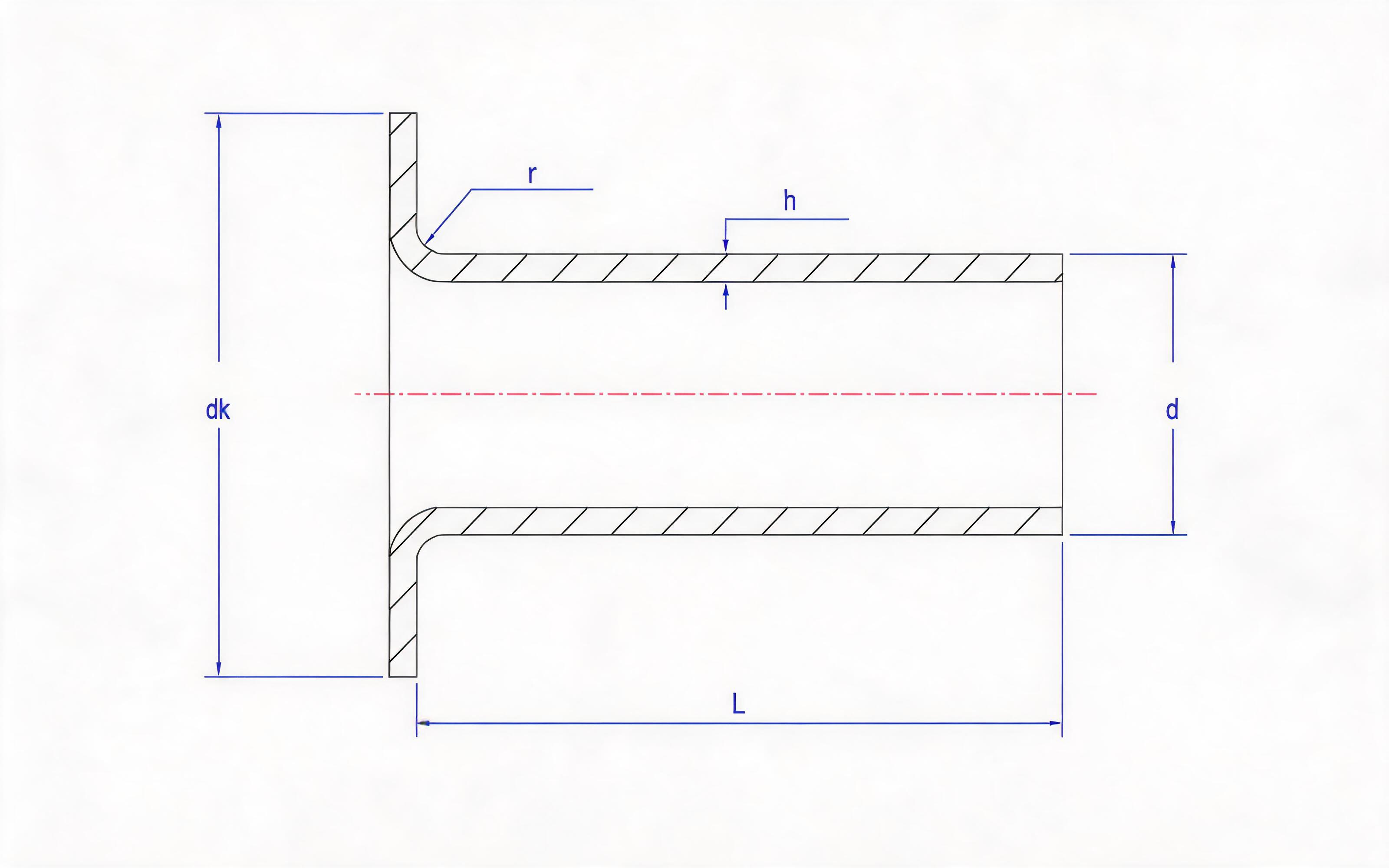 Flat head blind rivet type A (wall thickness 0.25mm) Standard Drawing