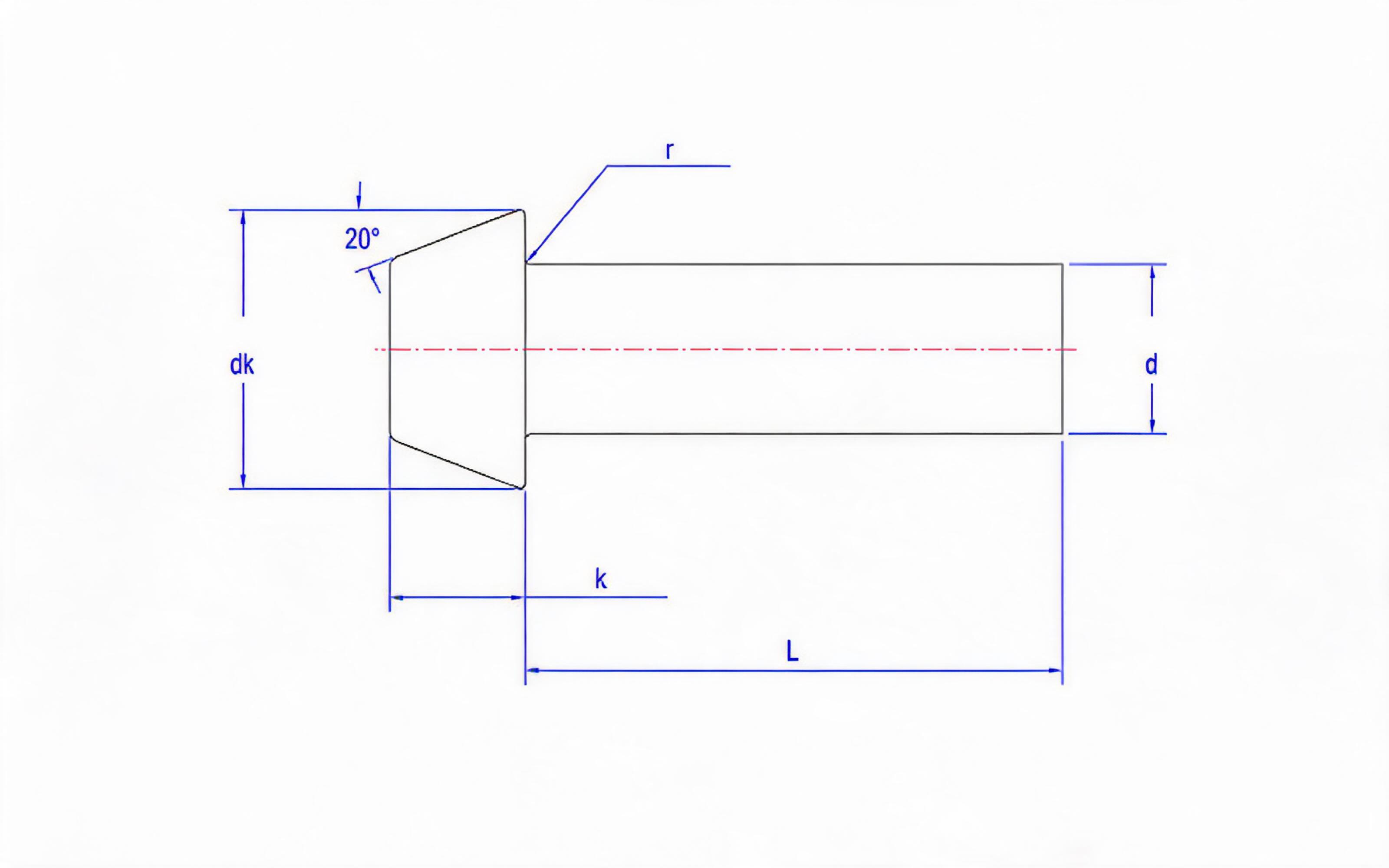 Black flat countersunk head rivet Standard Drawing