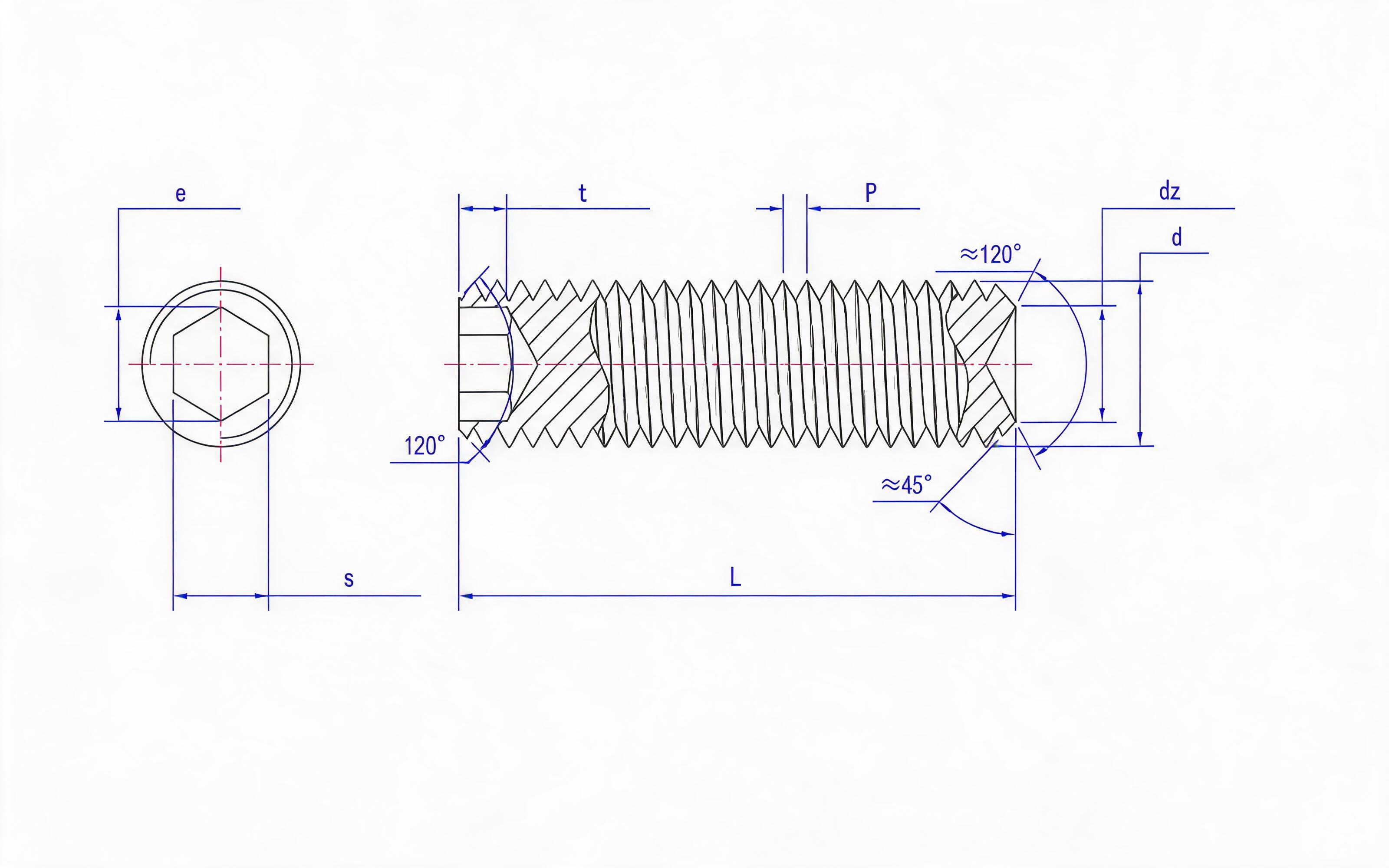 SOCKET HEAD RECESS POINT SET SCREW Standard Drawing