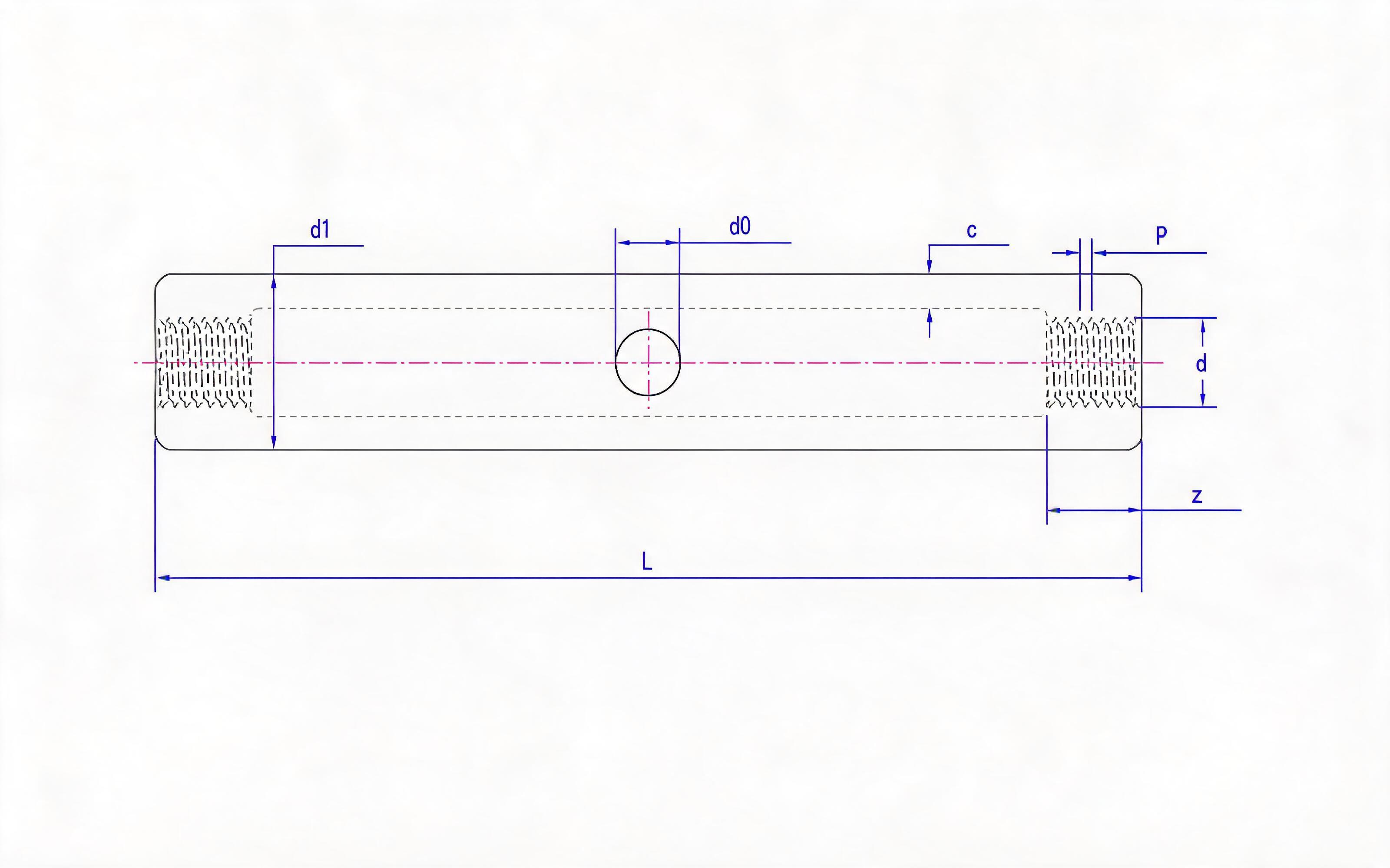 Sleeve nut, steel pipe or bar (M56 to M80) Standard Drawing