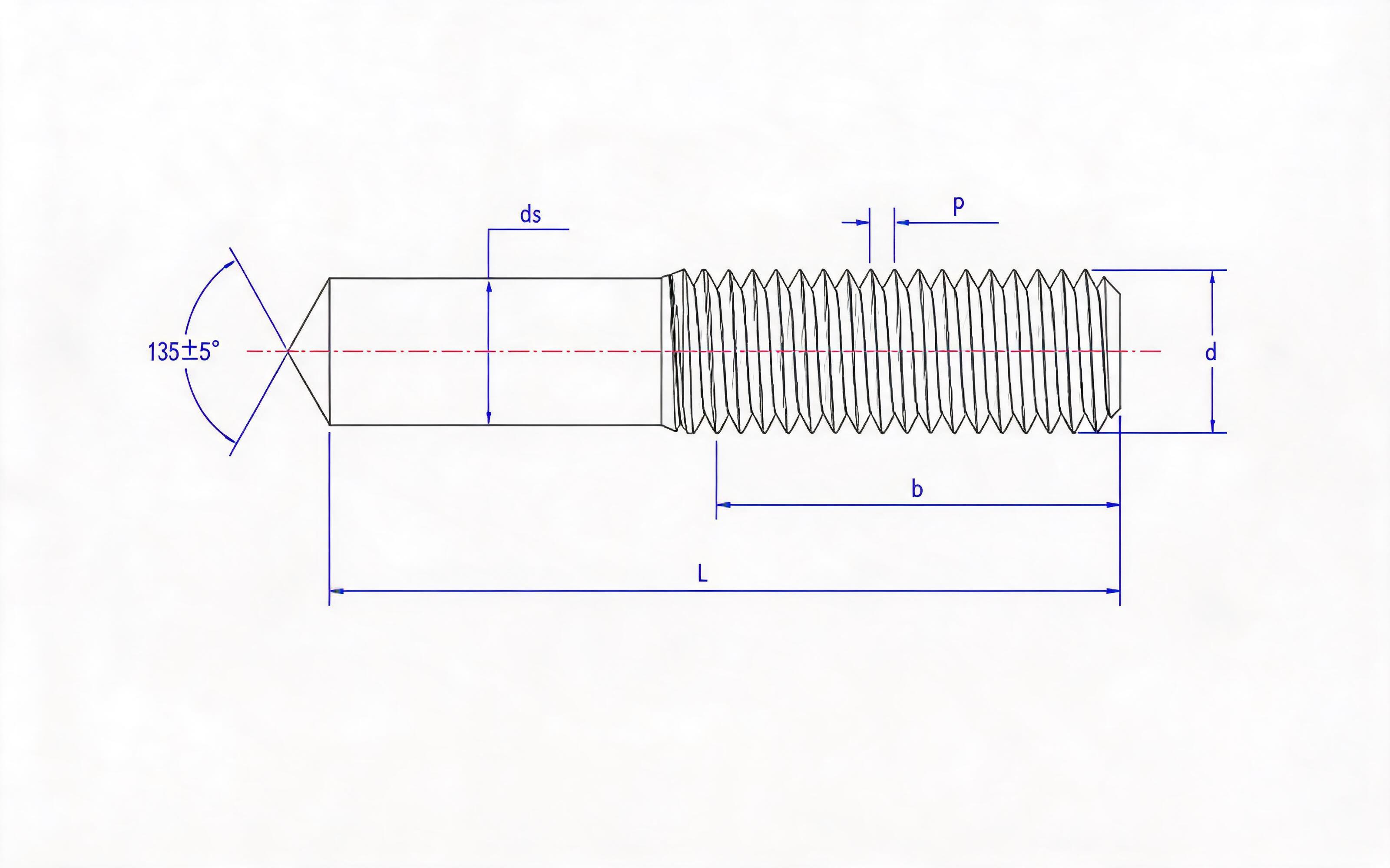 Welding Studs and Ceramic Ferrules for Arc Stud Welding (PD Threaded Studs) Standard Drawing