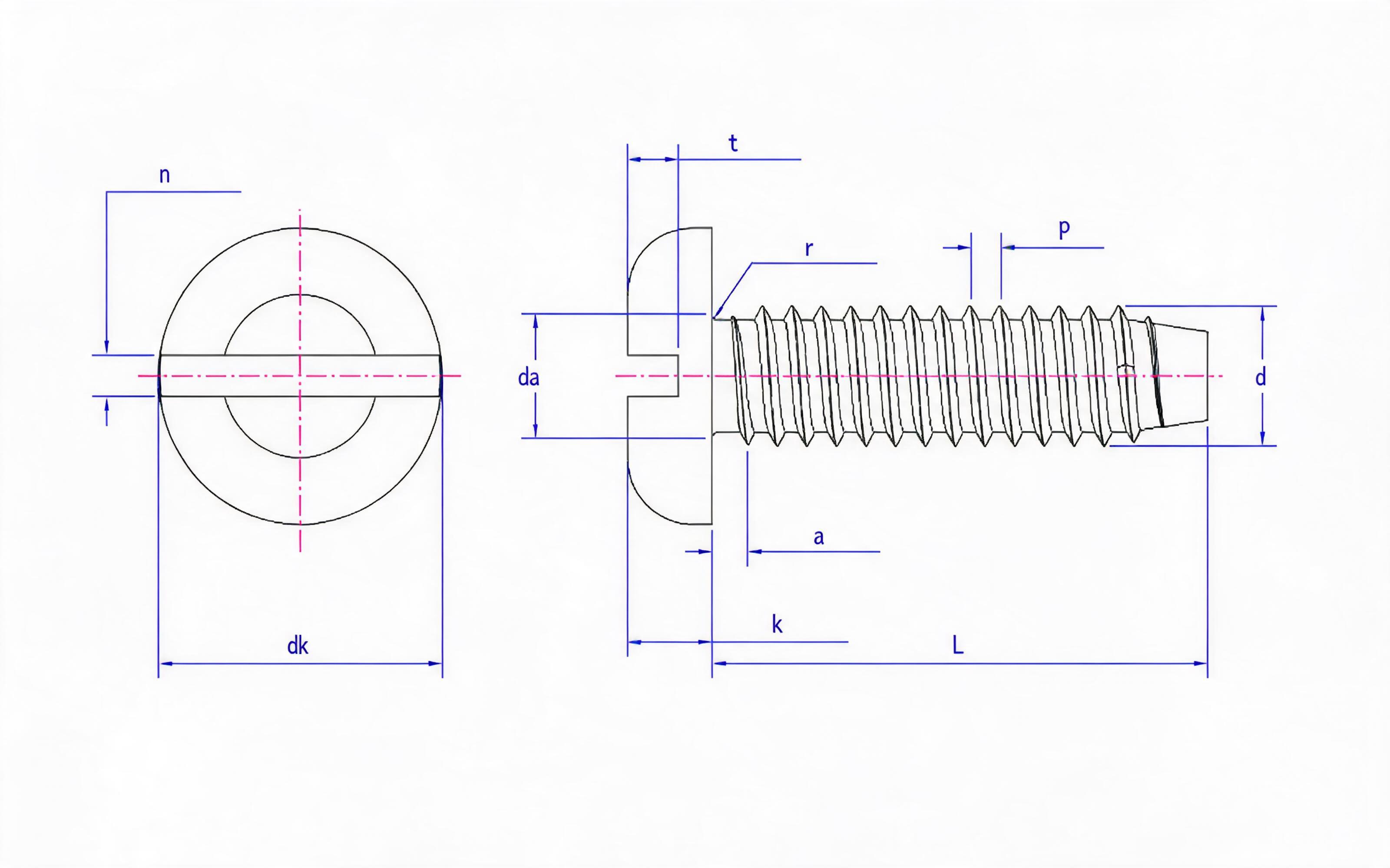 Slotted panhead self-tapping screw F-type Standard Drawing