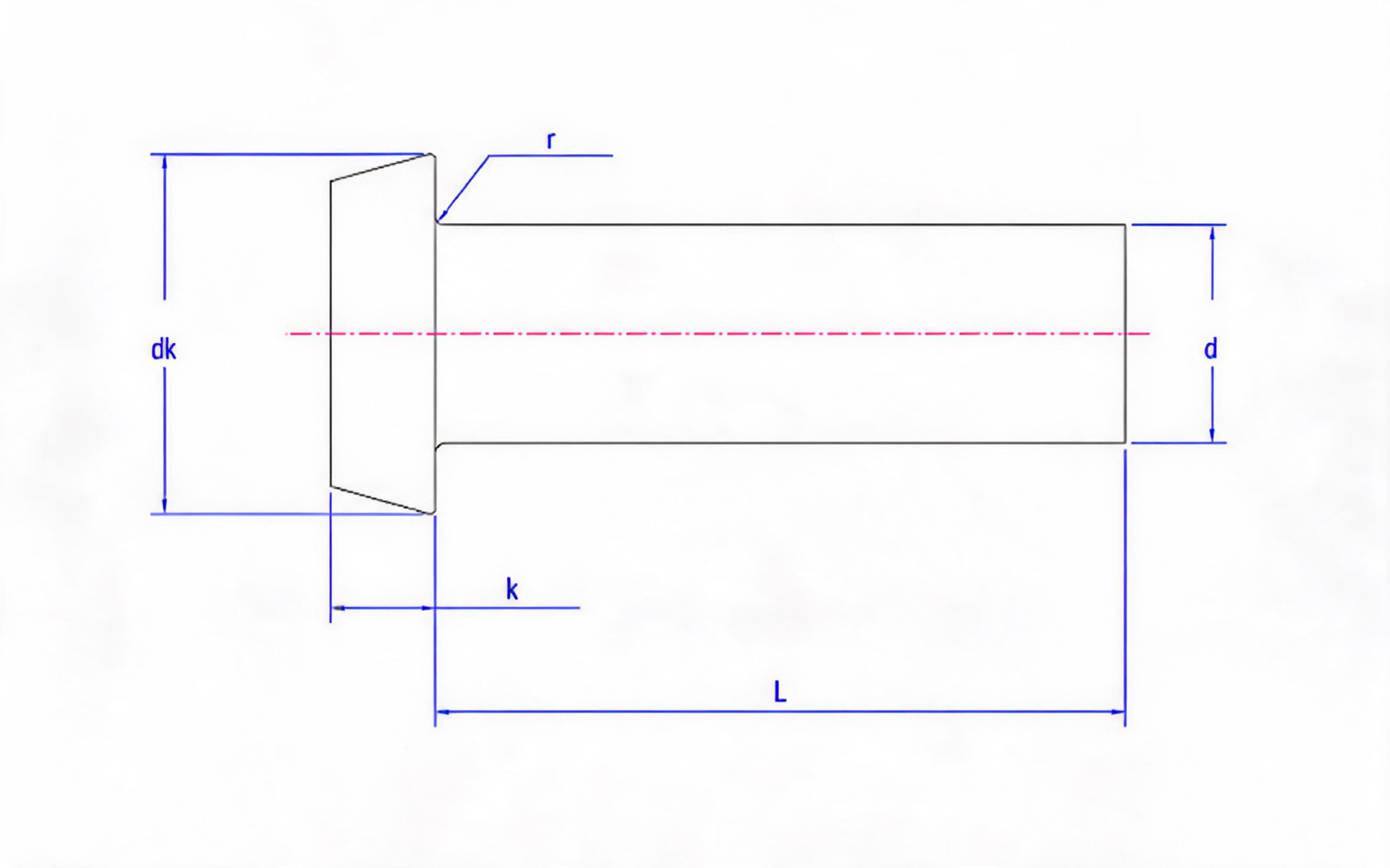 Flat countersunk head rivet Standard Drawing