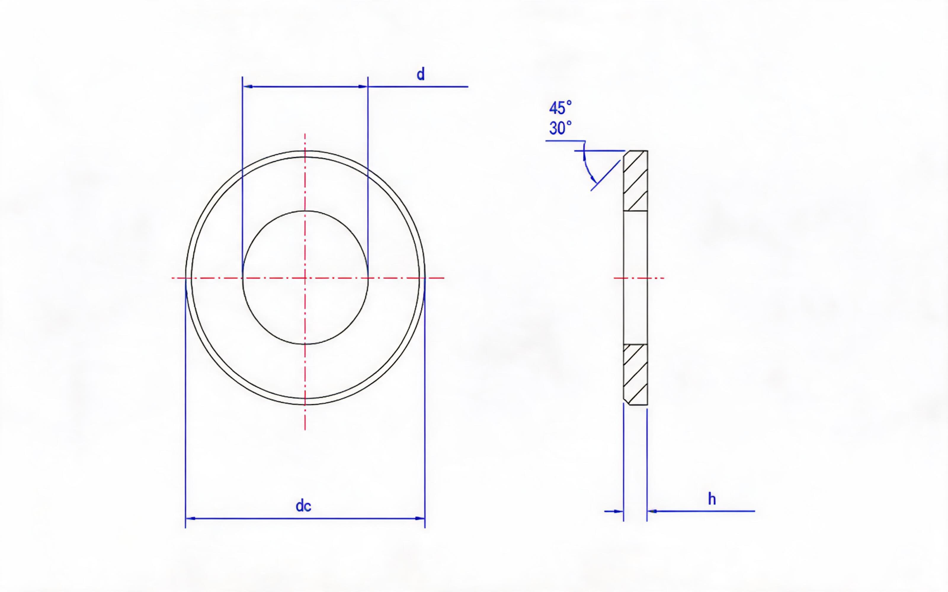Flat Washers - below 250HV, for Hexagon Bolt and Nut Combination (Type B) Standard Drawing
