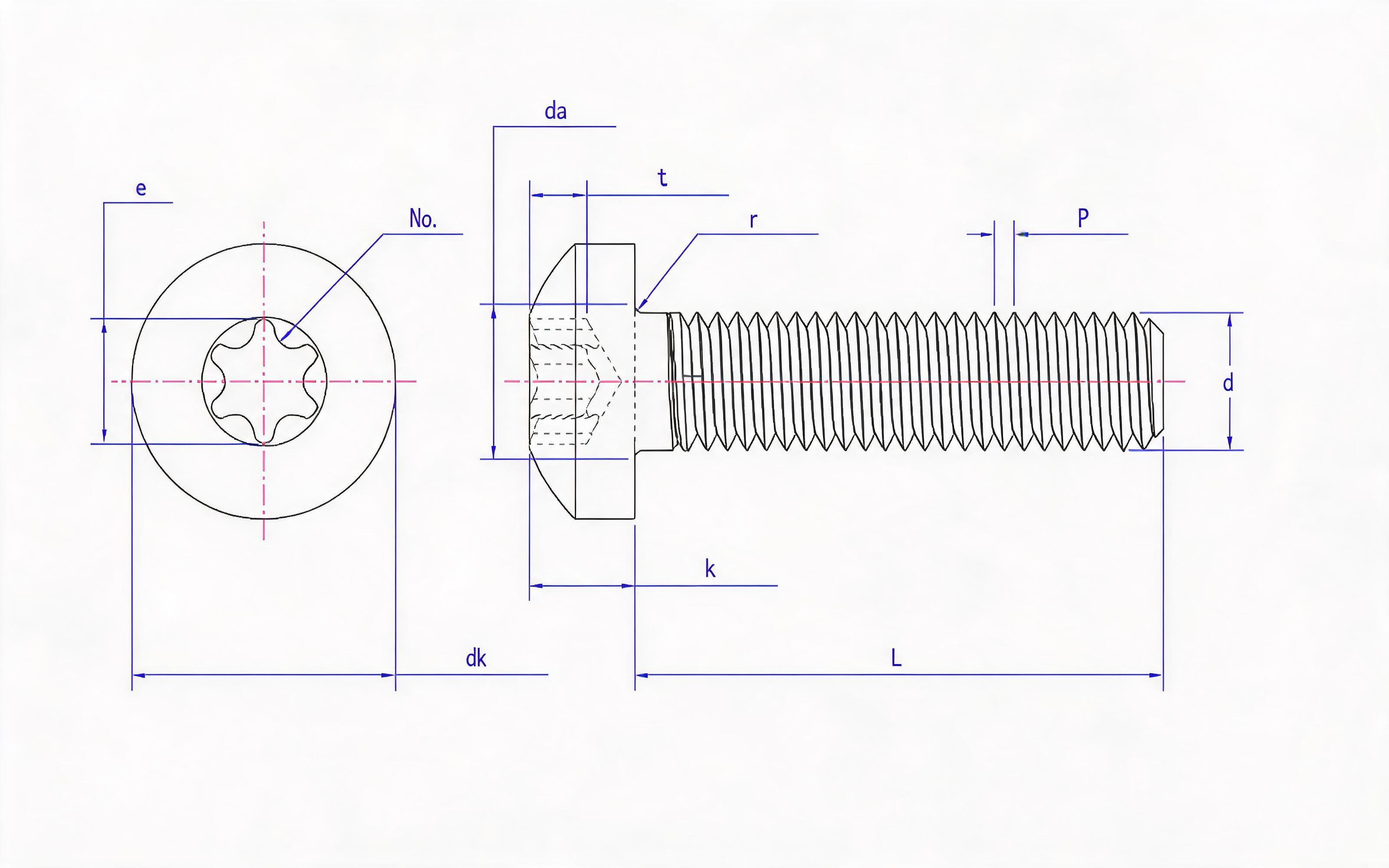 Torx panhead screw Standard Drawing