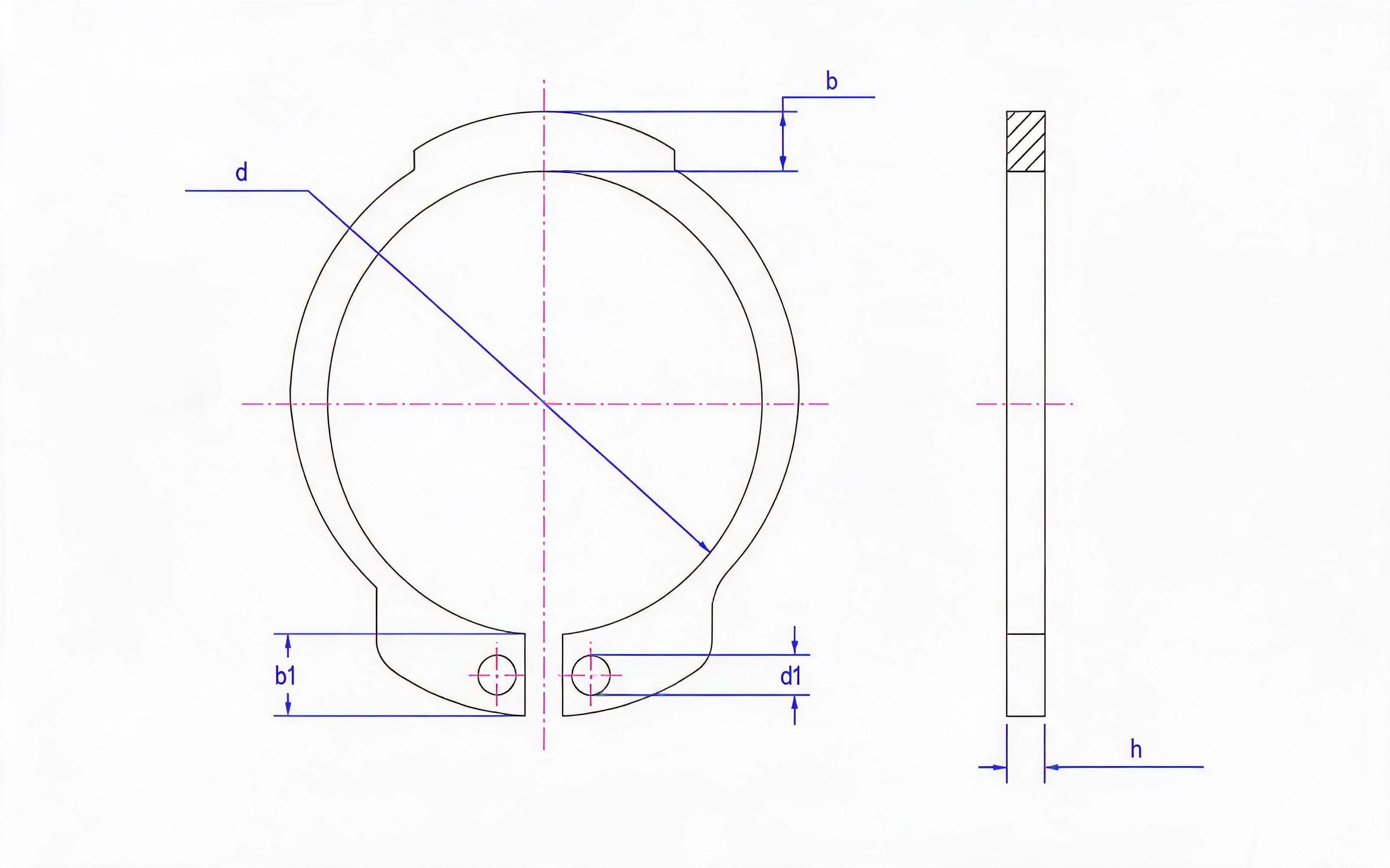 Retaining ring for ordinary shaft (Fig. 2, d ≥ 170mm) Standard Drawing