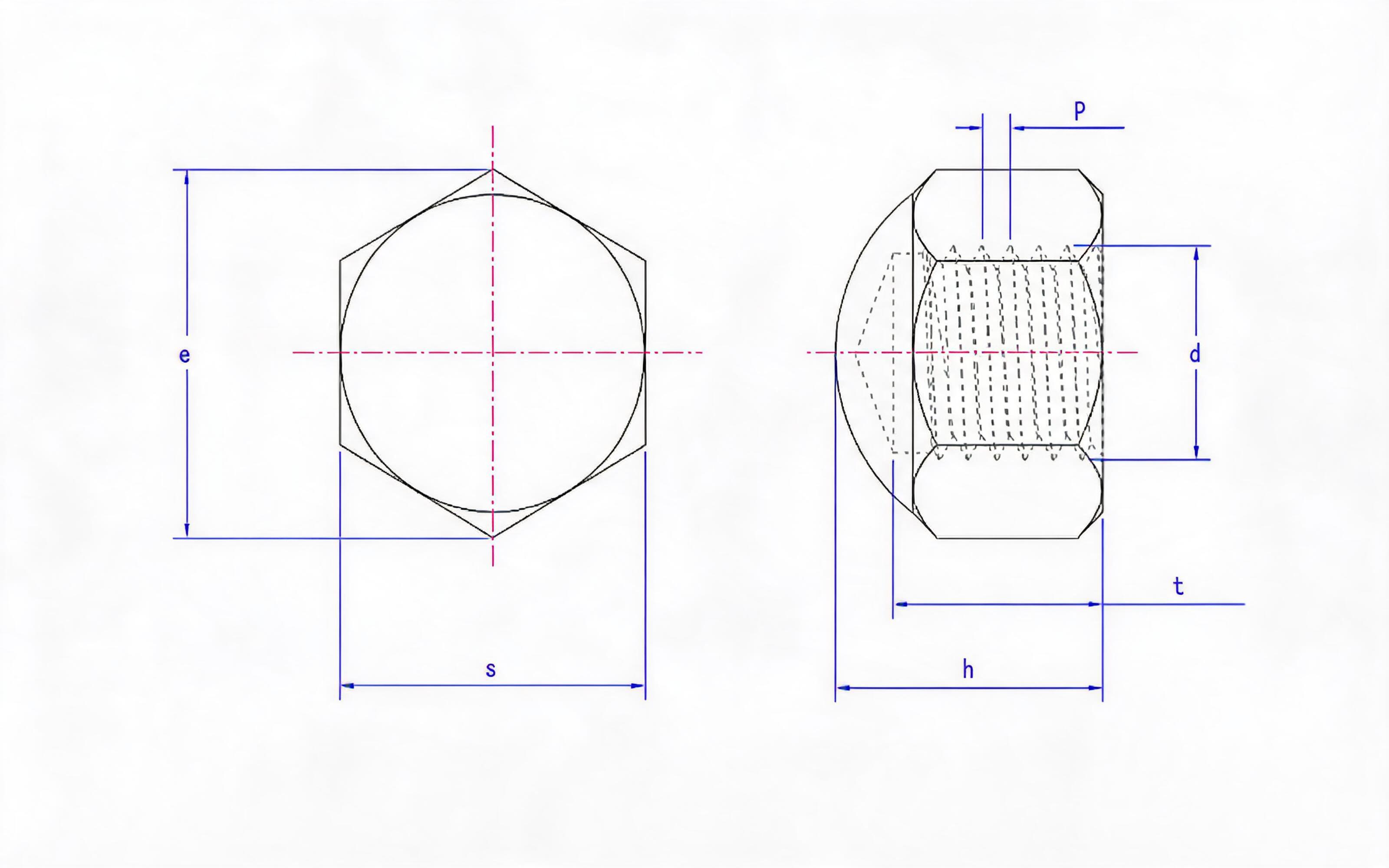 Low-type hexagon cap nut (d ≥ 12mm) Standard Drawing