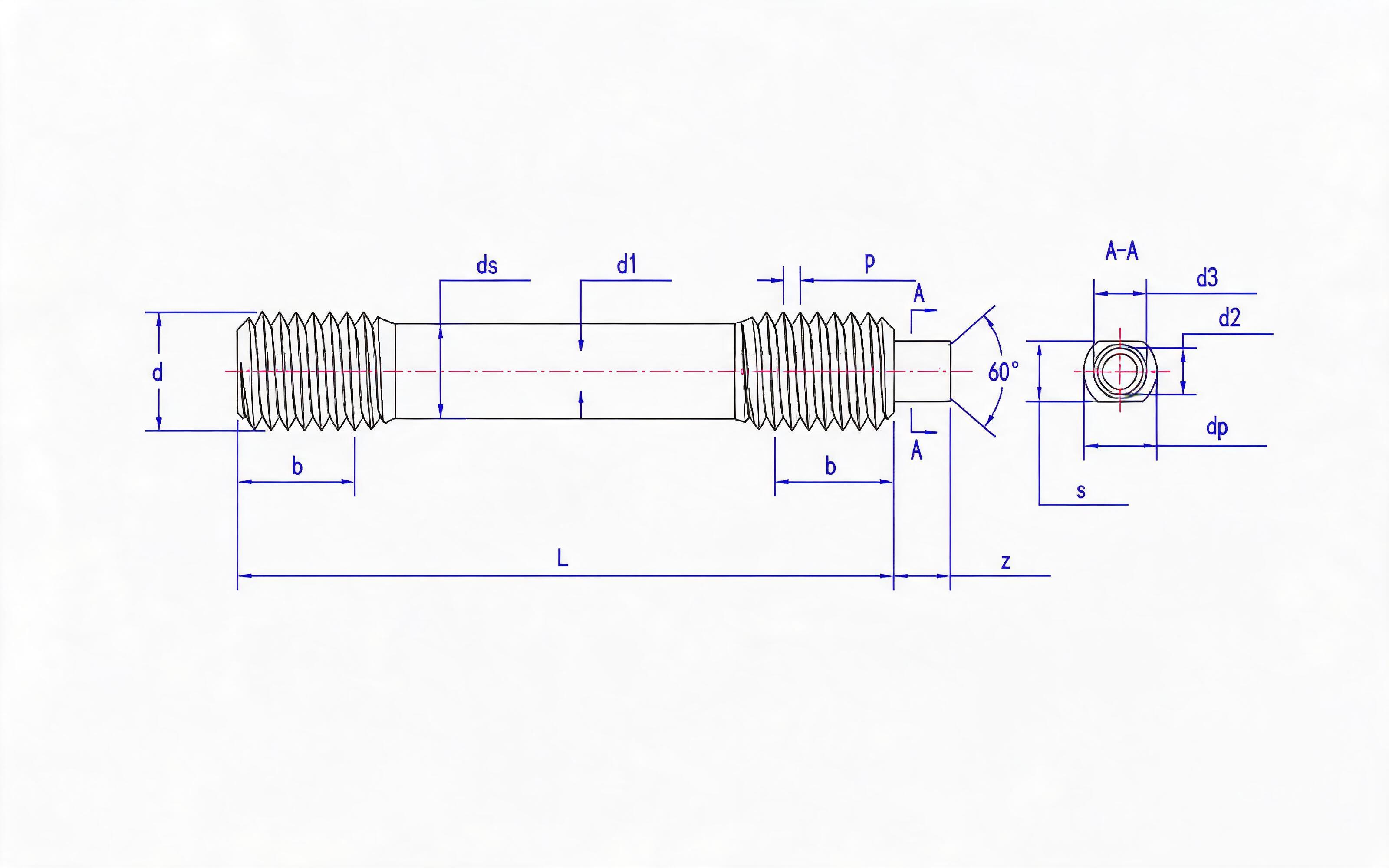 S double-head equal-length thread stud (d ≥ 64mm) Table 1 Standard Drawing