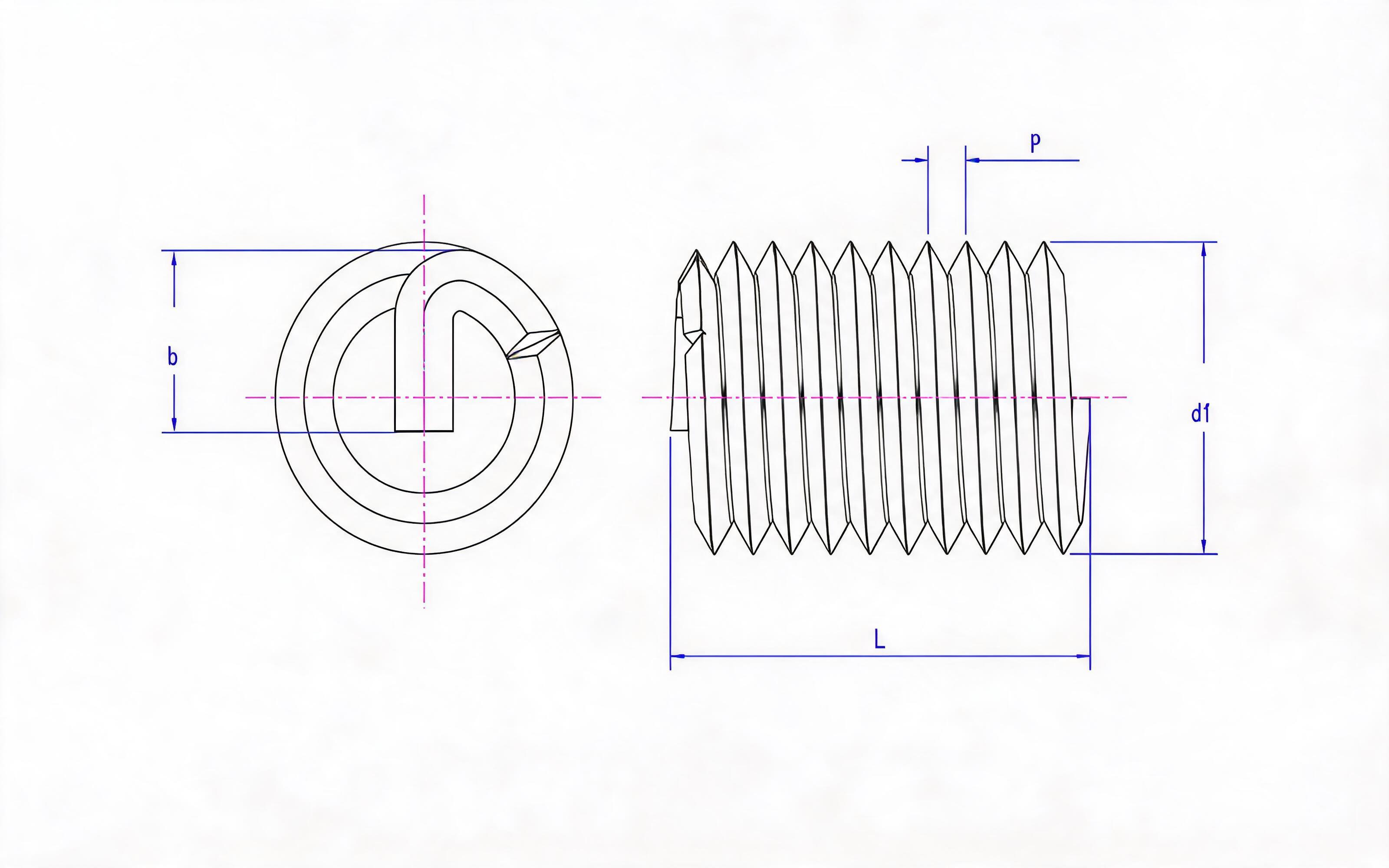 Ordinary steel wire thread sleeve Standard Drawing