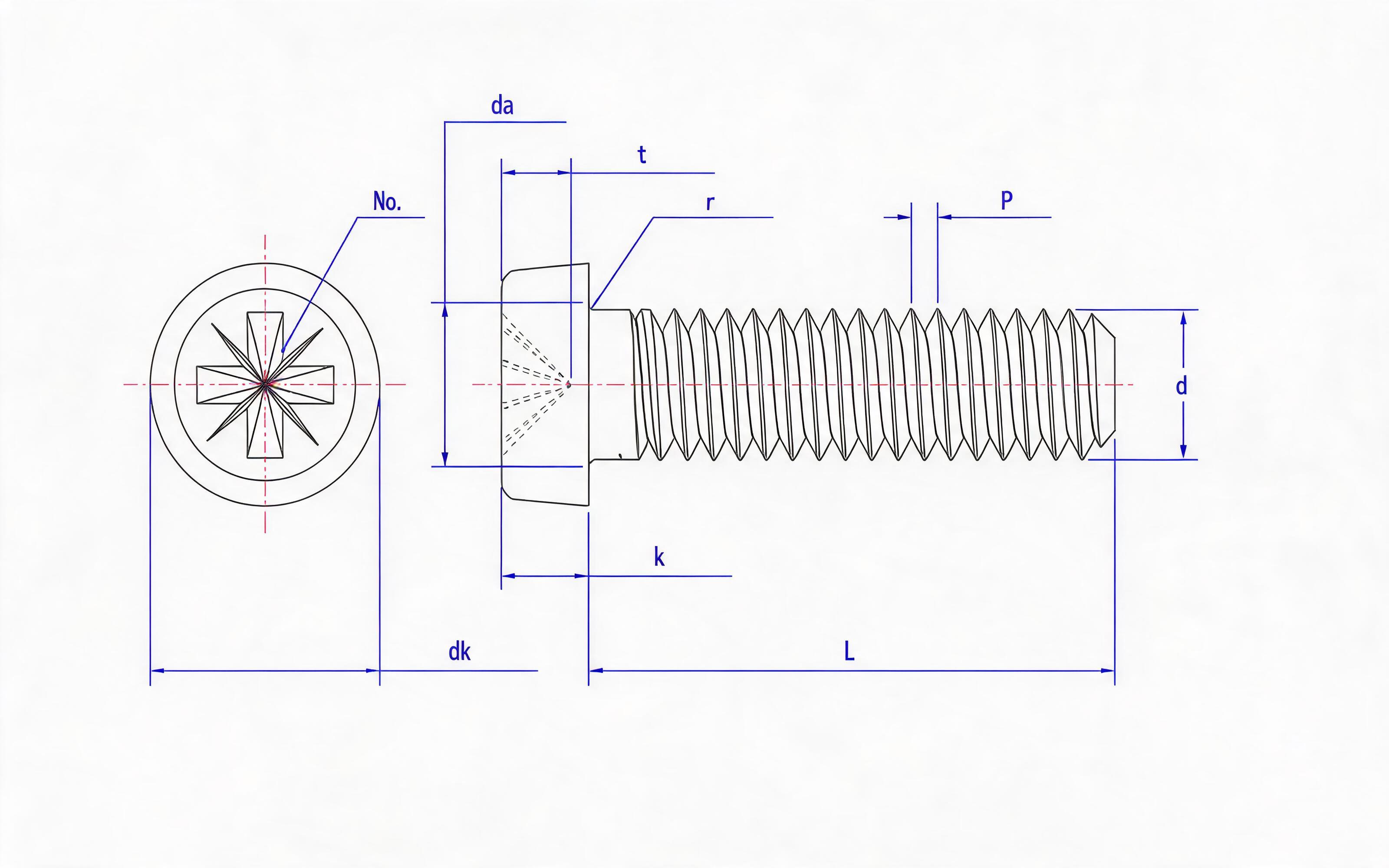 RAISED HEAD SCREW (Z-SLOT) Standard Drawing