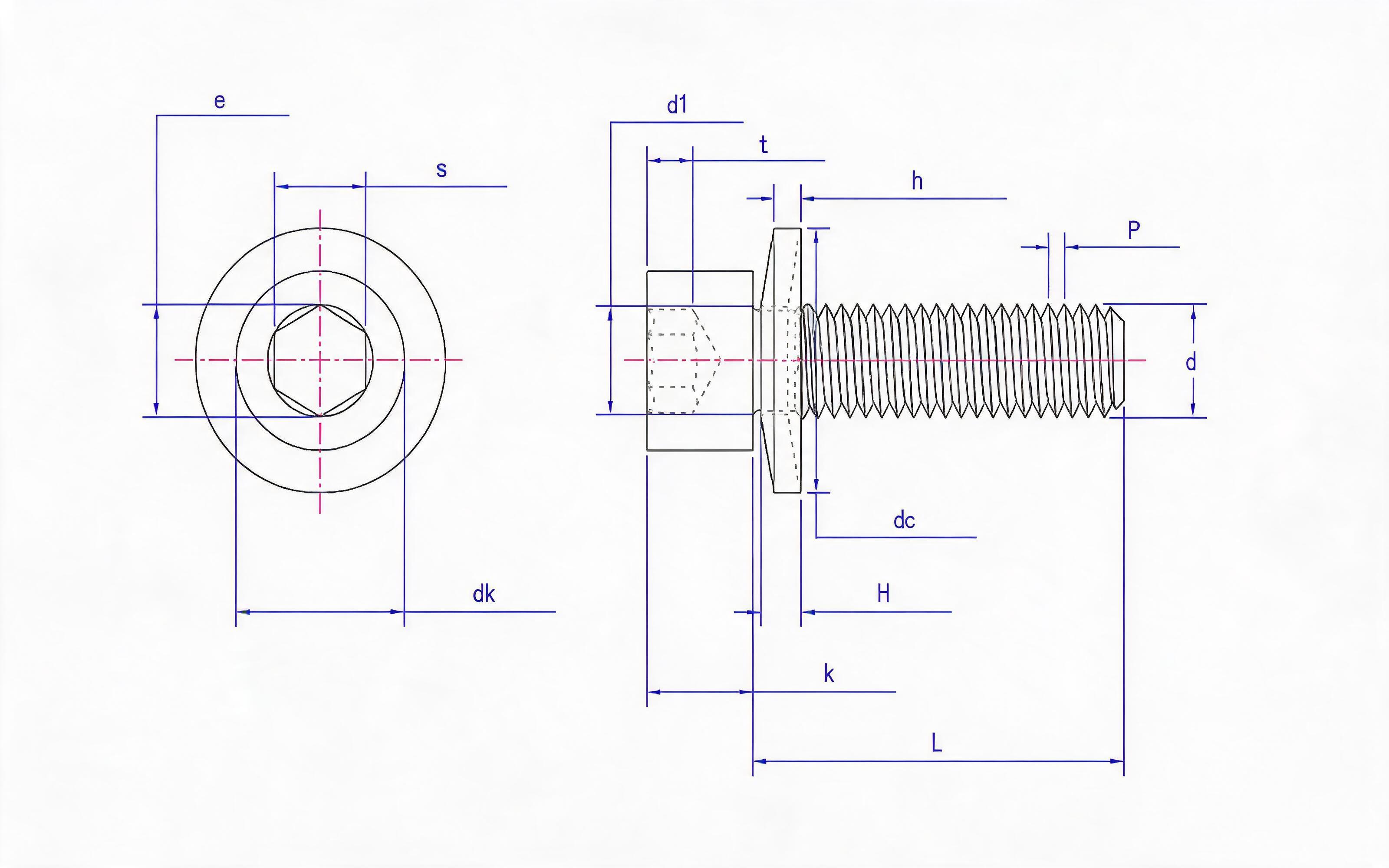Hexagon socket head cap screw and conical elastic washer combination Standard Drawing