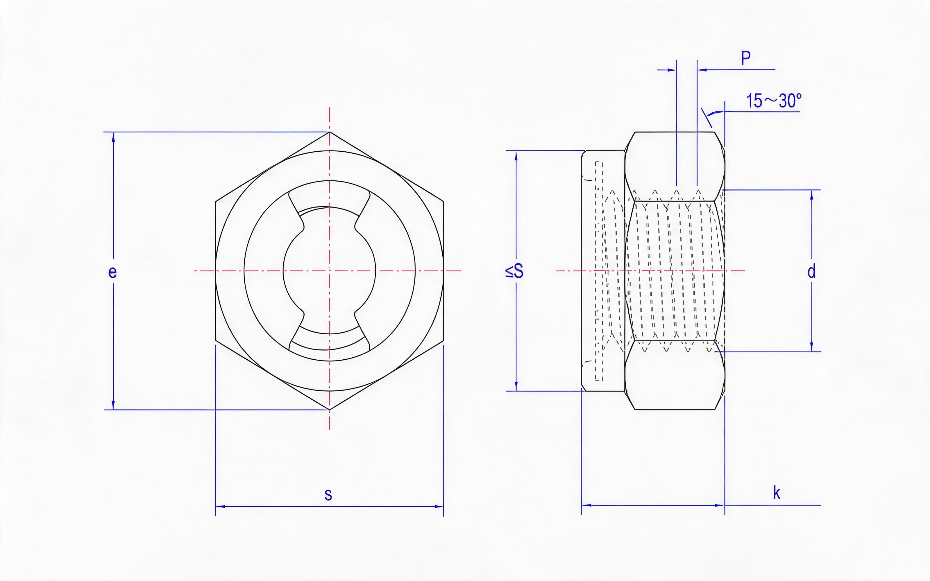 Metal Insert Hexagon Lock Nut (Type M) Standard Drawing