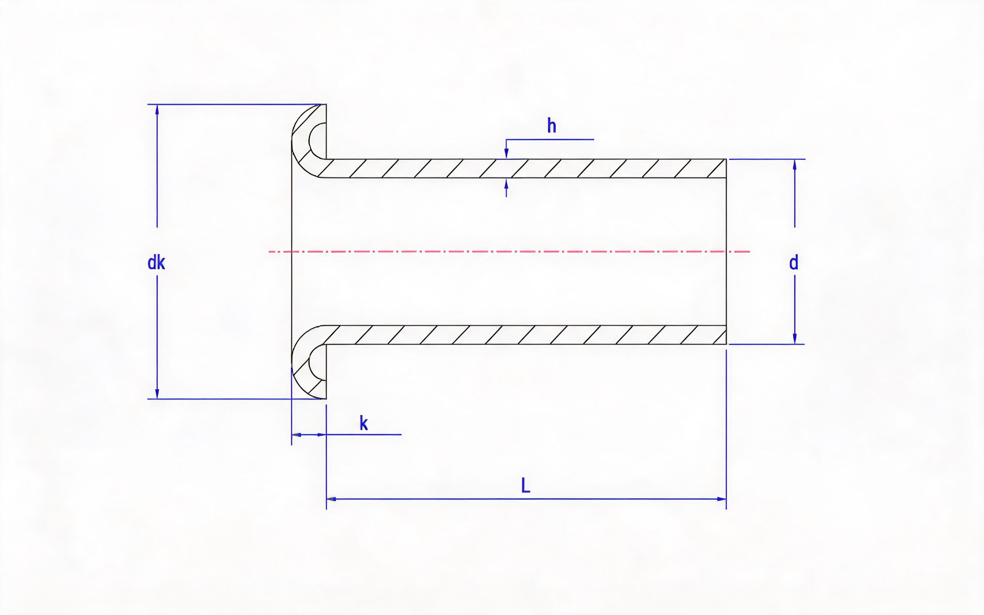 Type B tubular rivet (wall thickness 0.4mm) Standard Drawing