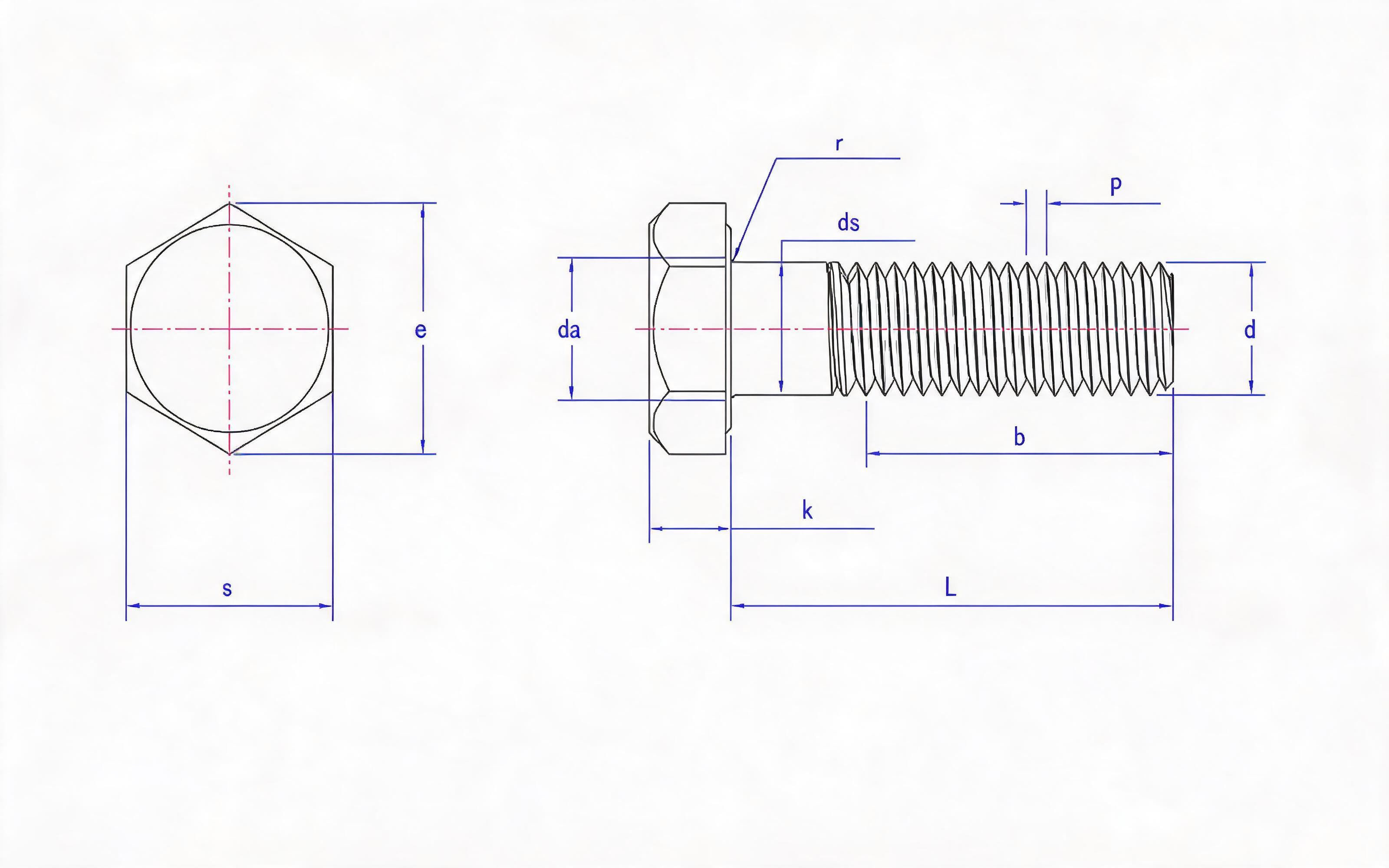 Hexagon head bolt Standard Drawing