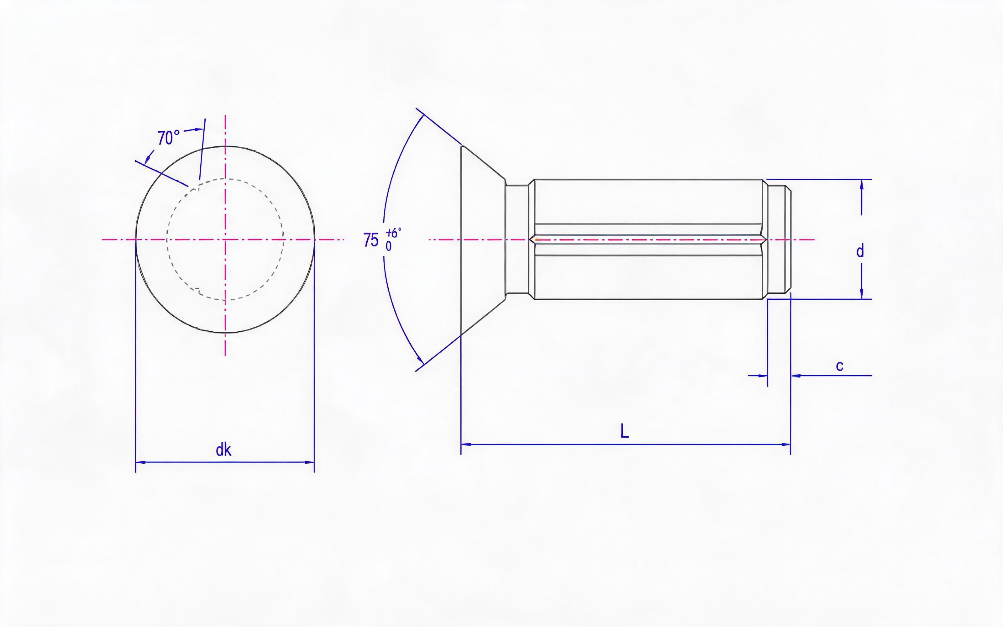 COUNTERSUNK HEAD SLOTTED PIN (TYPE B) Standard Drawing