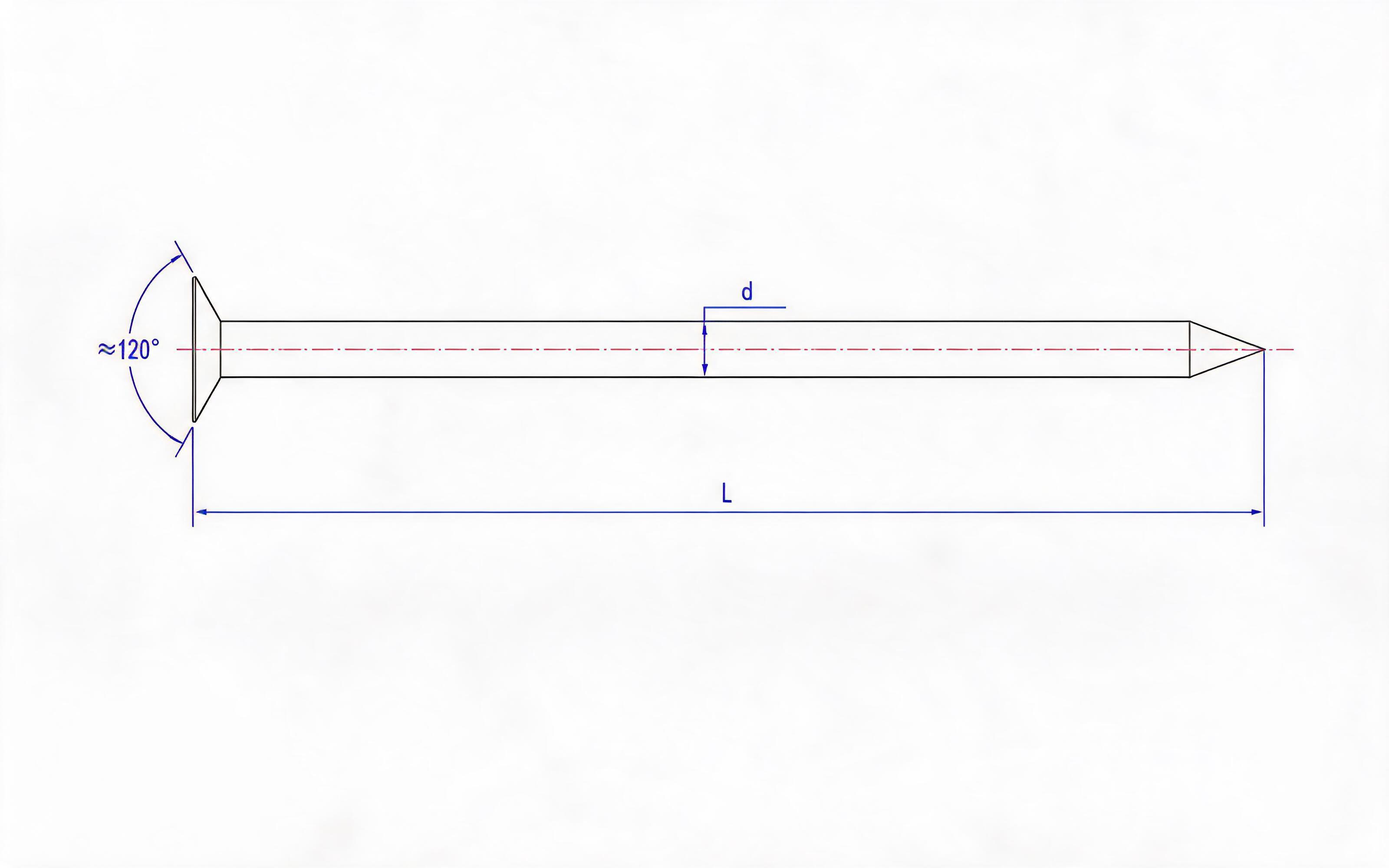 Round steel nail Standard Drawing