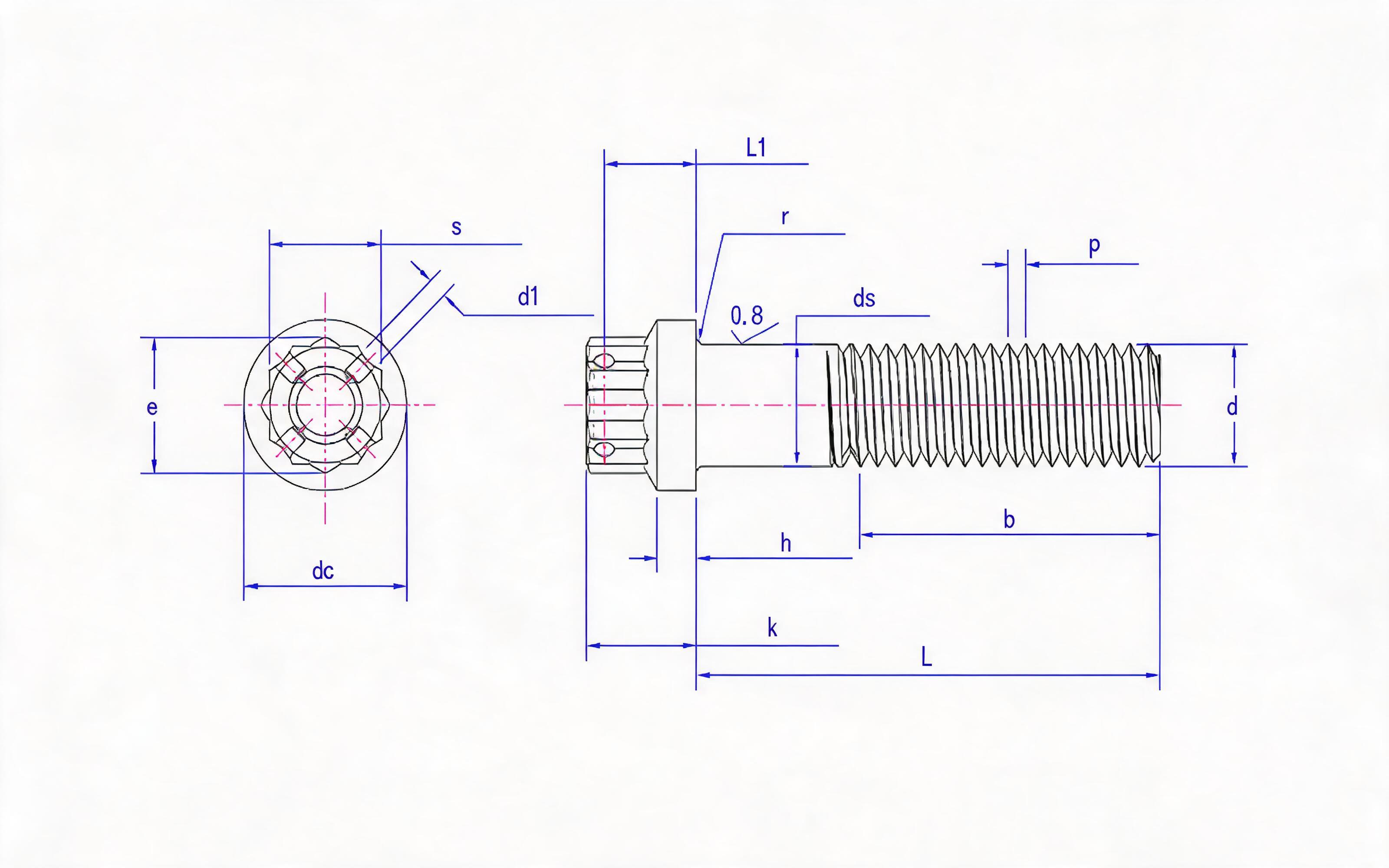 Aviation titanium alloy dodecagonal bolt Standard Drawing