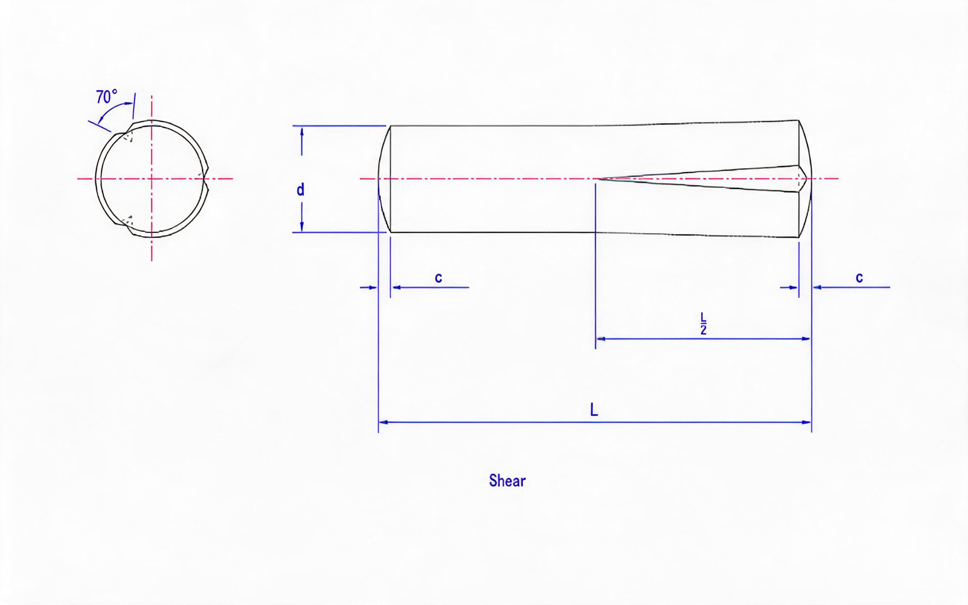 Slotted pin semi-long taper groove Standard Drawing