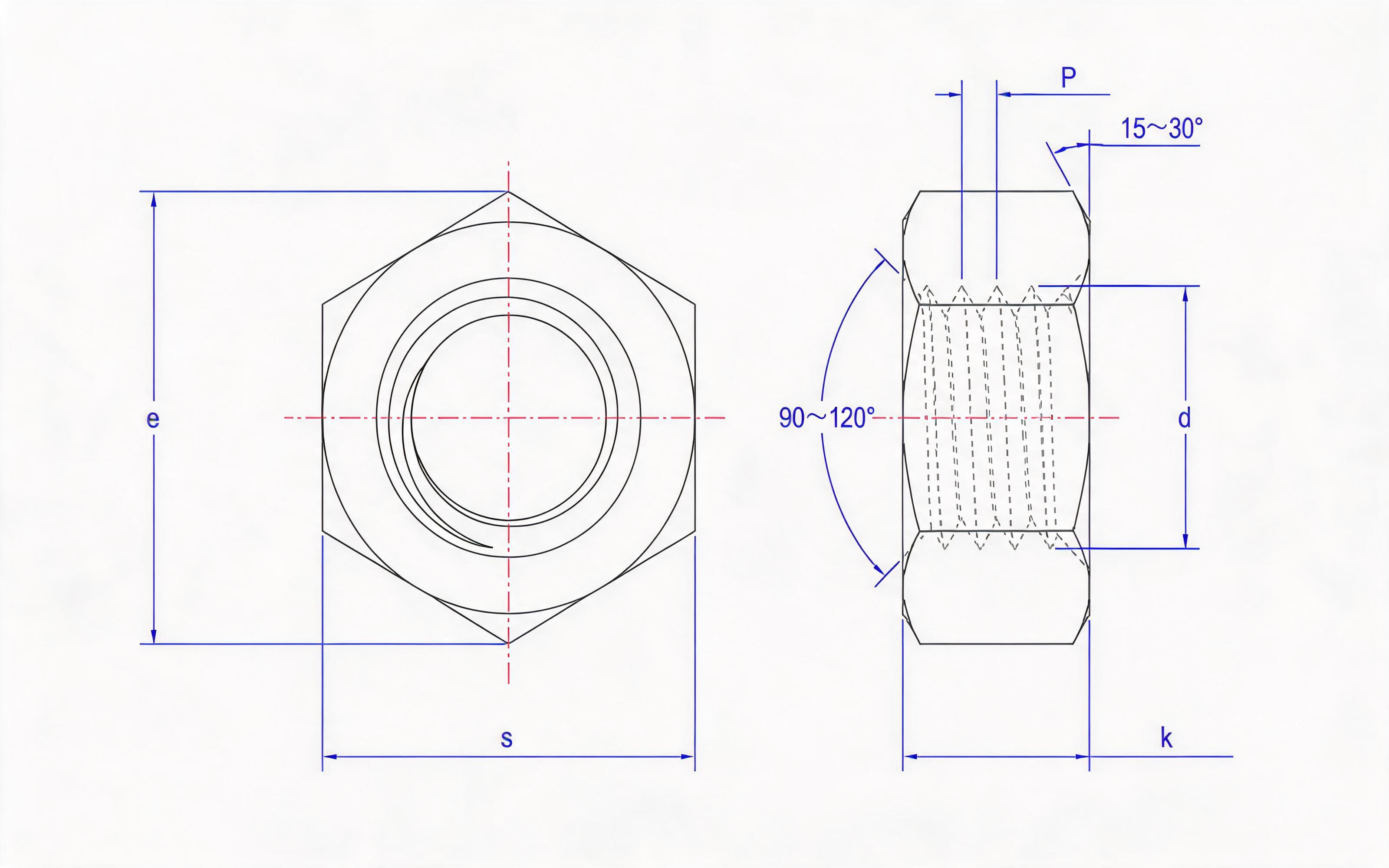 Type 1 hexagon nut Standard Drawing