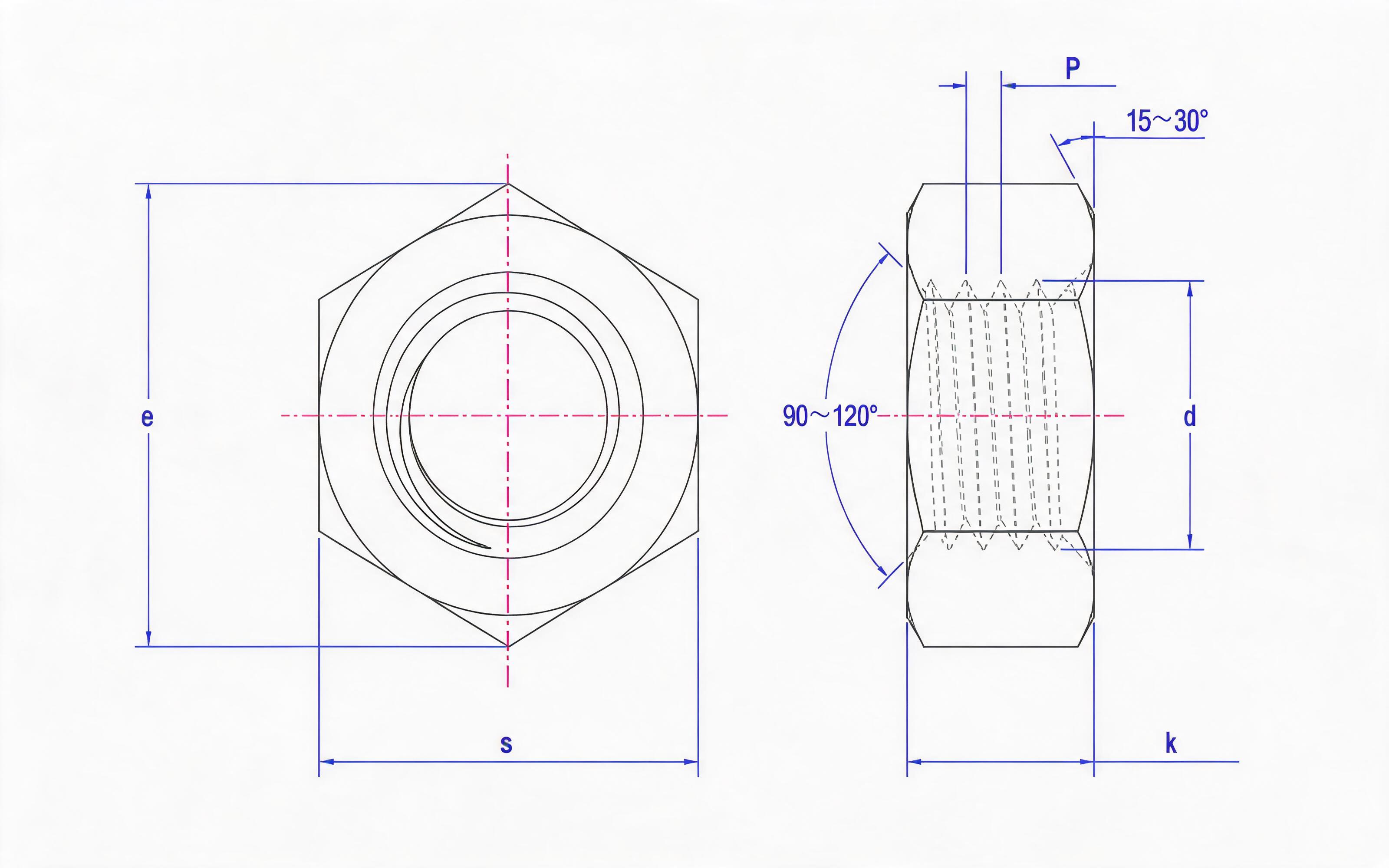 Hexagon nut Standard Drawing