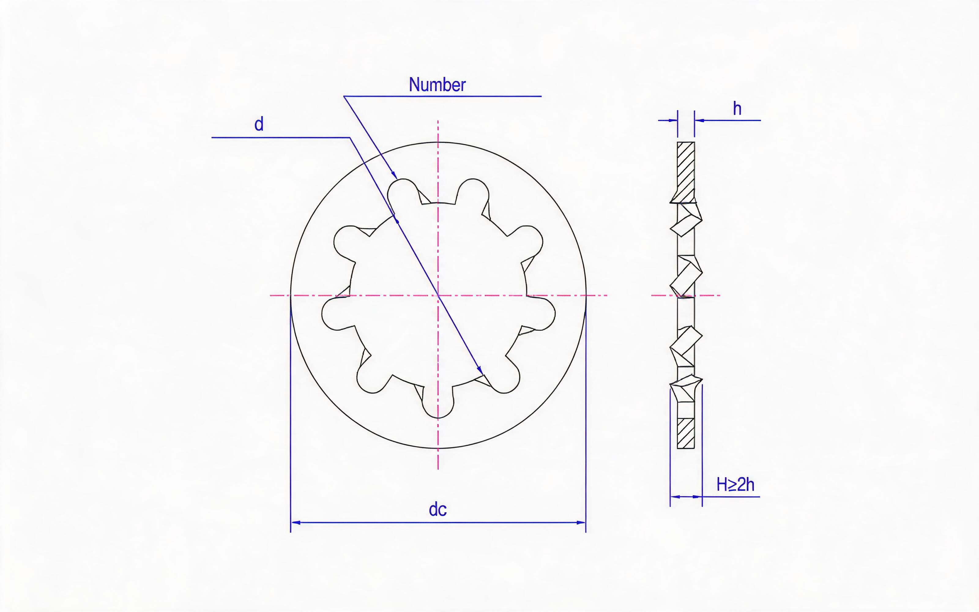 Internal toothed lock washer Standard Drawing