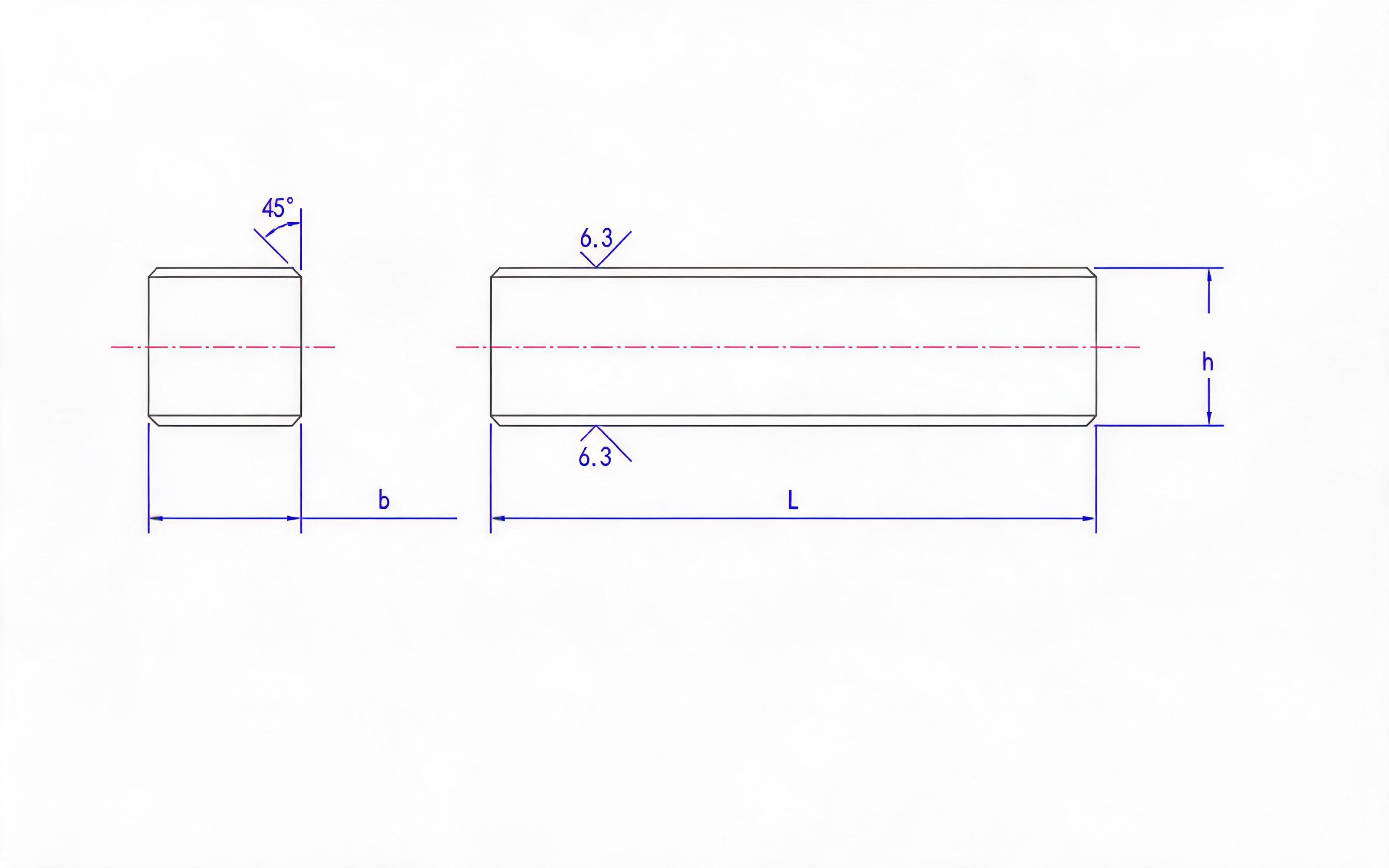 Ordinary flat key Standard Drawing