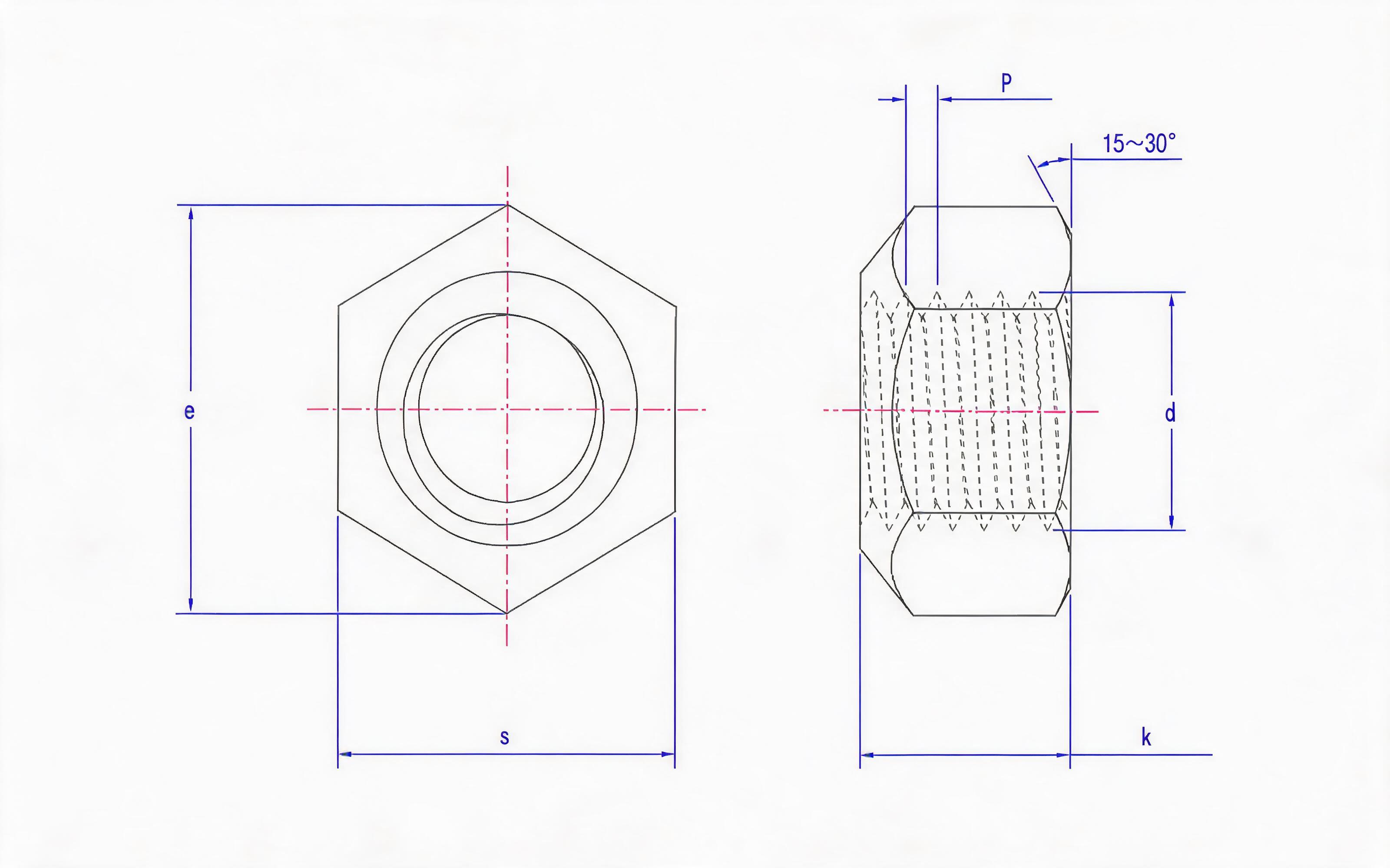Class 9 Type 2 All-metal Hexagon Lock Nut Standard Drawing