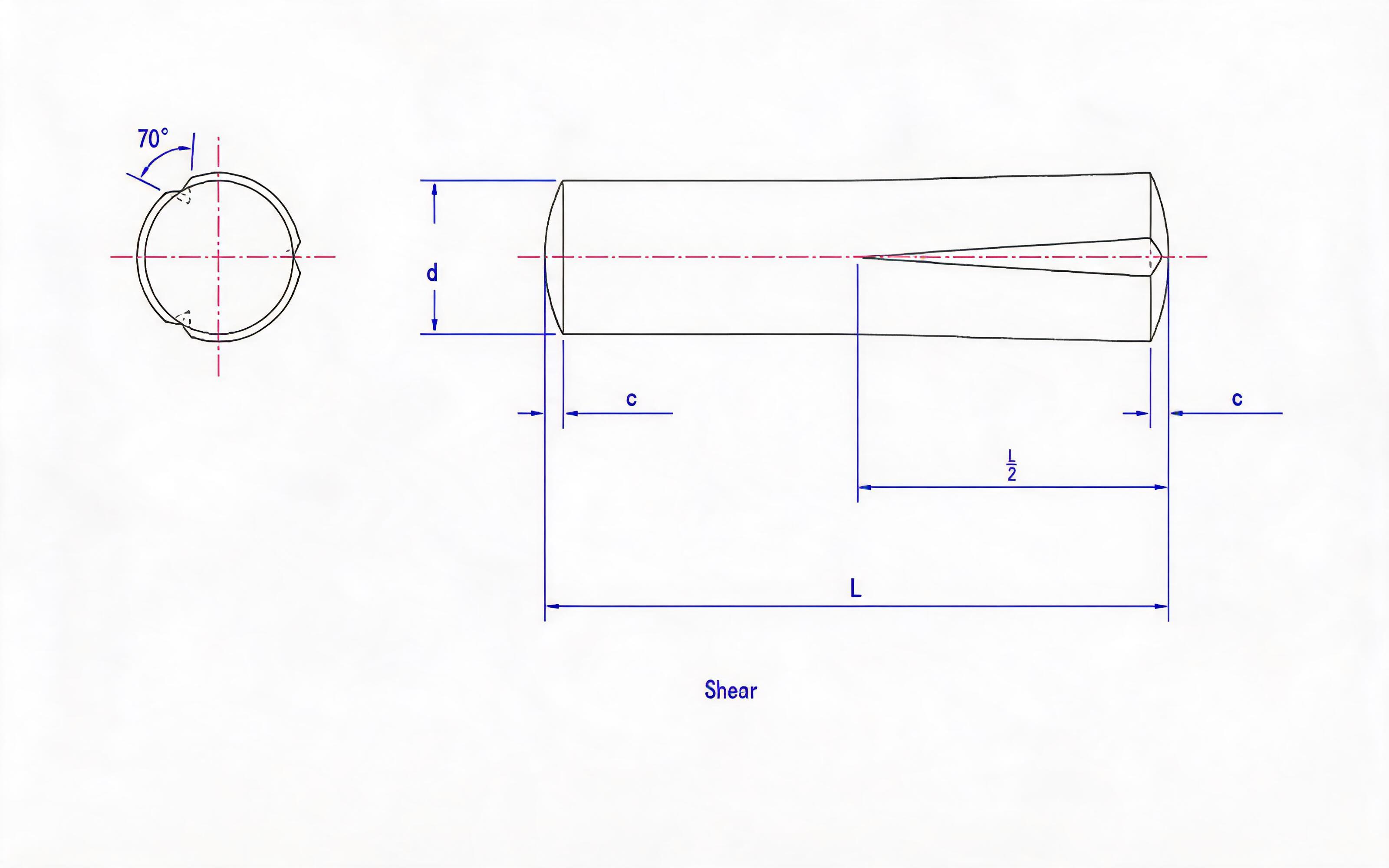 SLOTTED PIN WITH HALF LONG TAPER SLOT Standard Drawing