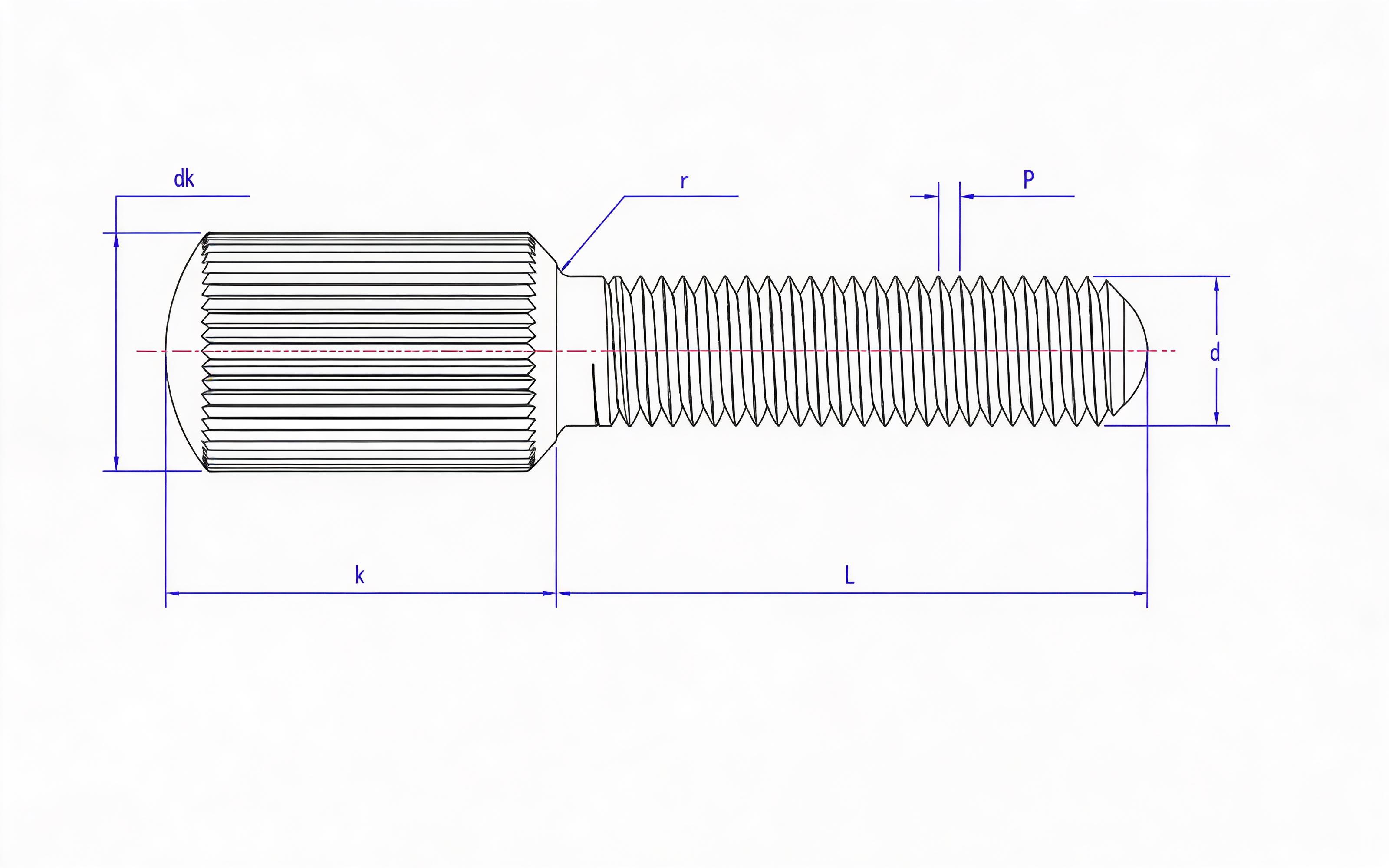 Knurled Small Head Screw Standard Drawing