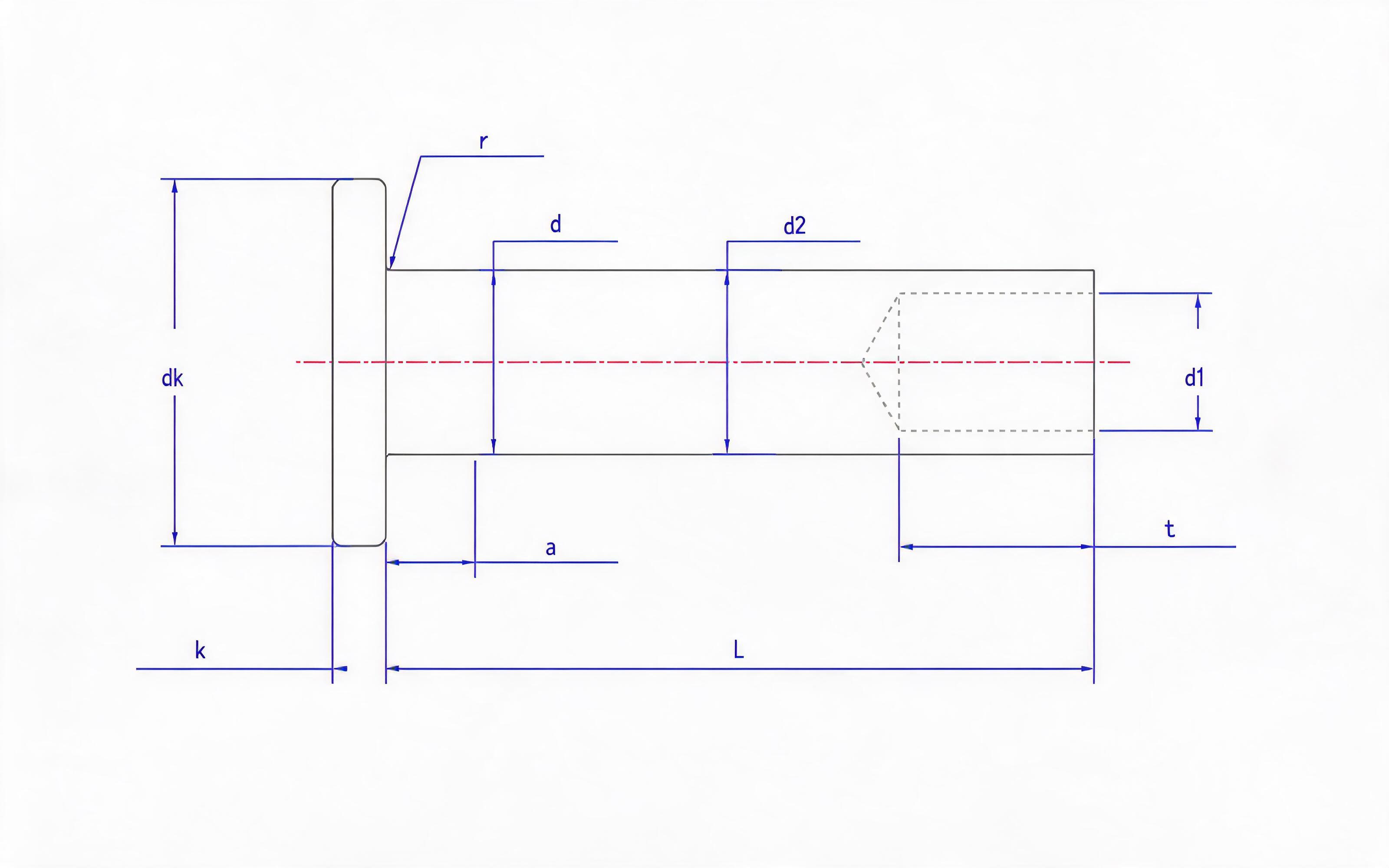FLAT HEAD HALF BULK RIVET (TYPE B SHALLOW SLOT) Standard Drawing