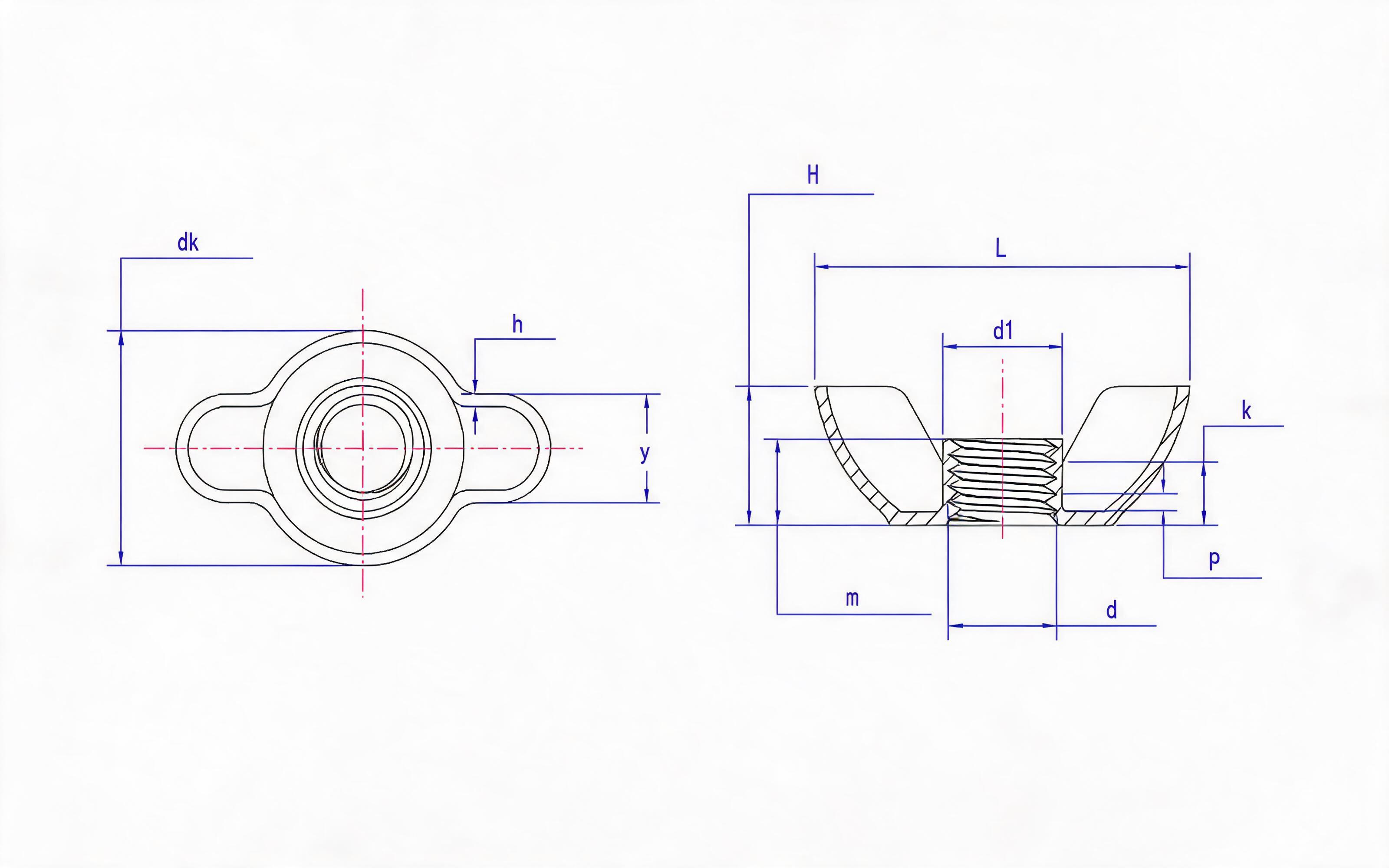 Type A punched butterfly nut (high type) Standard Drawing