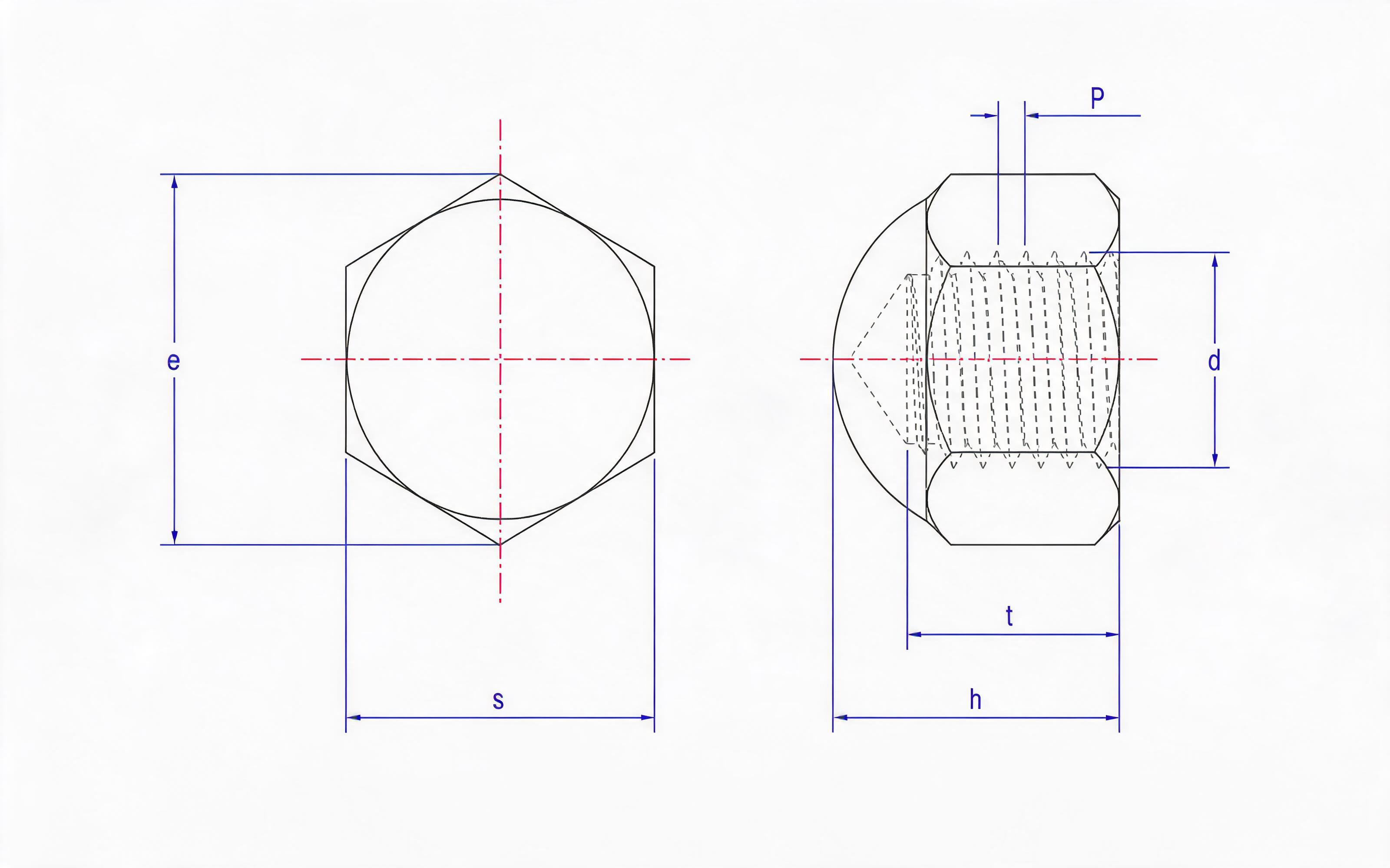 Low-type hexagon cap nut (d ≤ 10mm) Standard Drawing