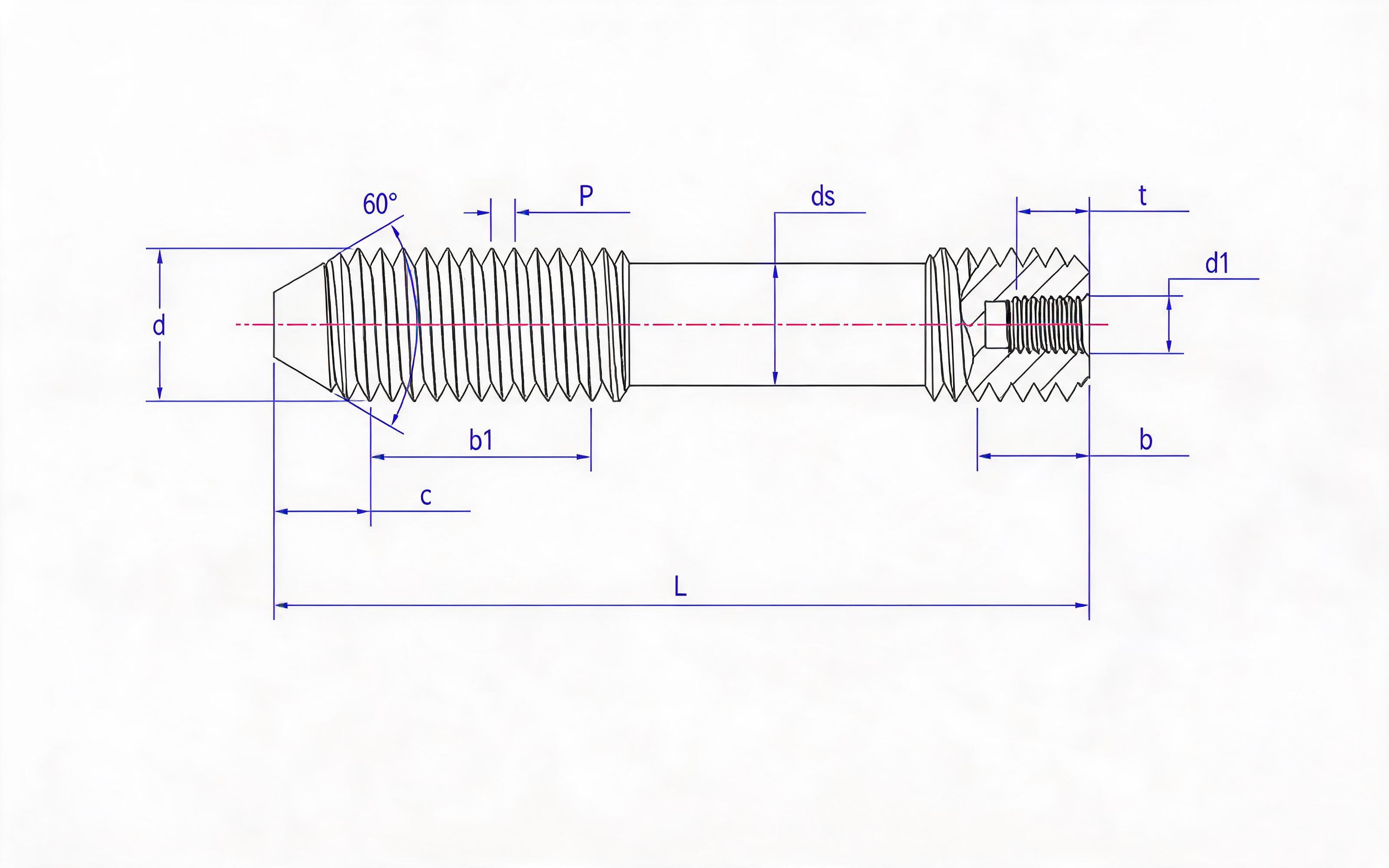 Thin rod tapered end stud (special anchor bolt) Standard Drawing