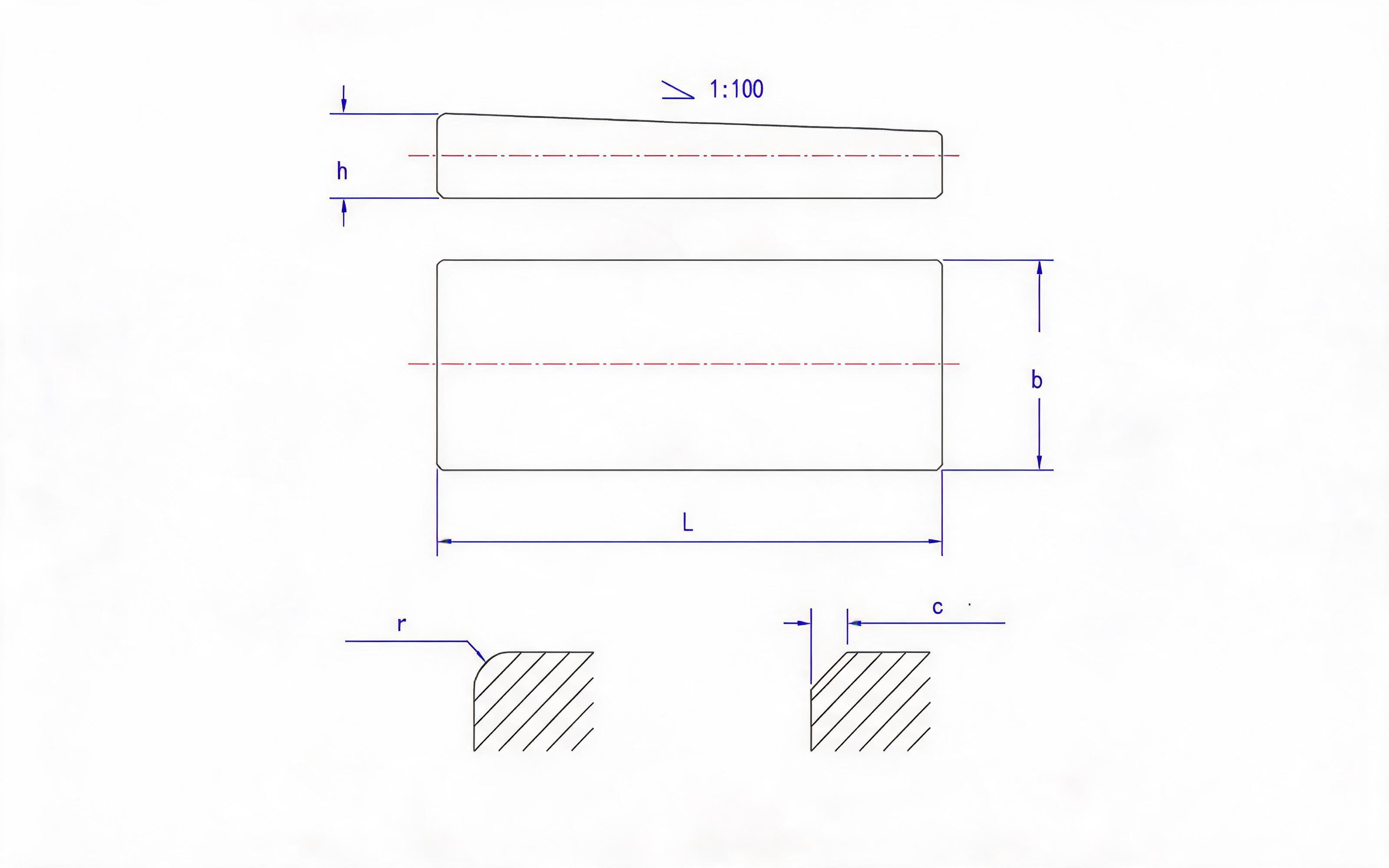 Ordinary flat key Standard Drawing