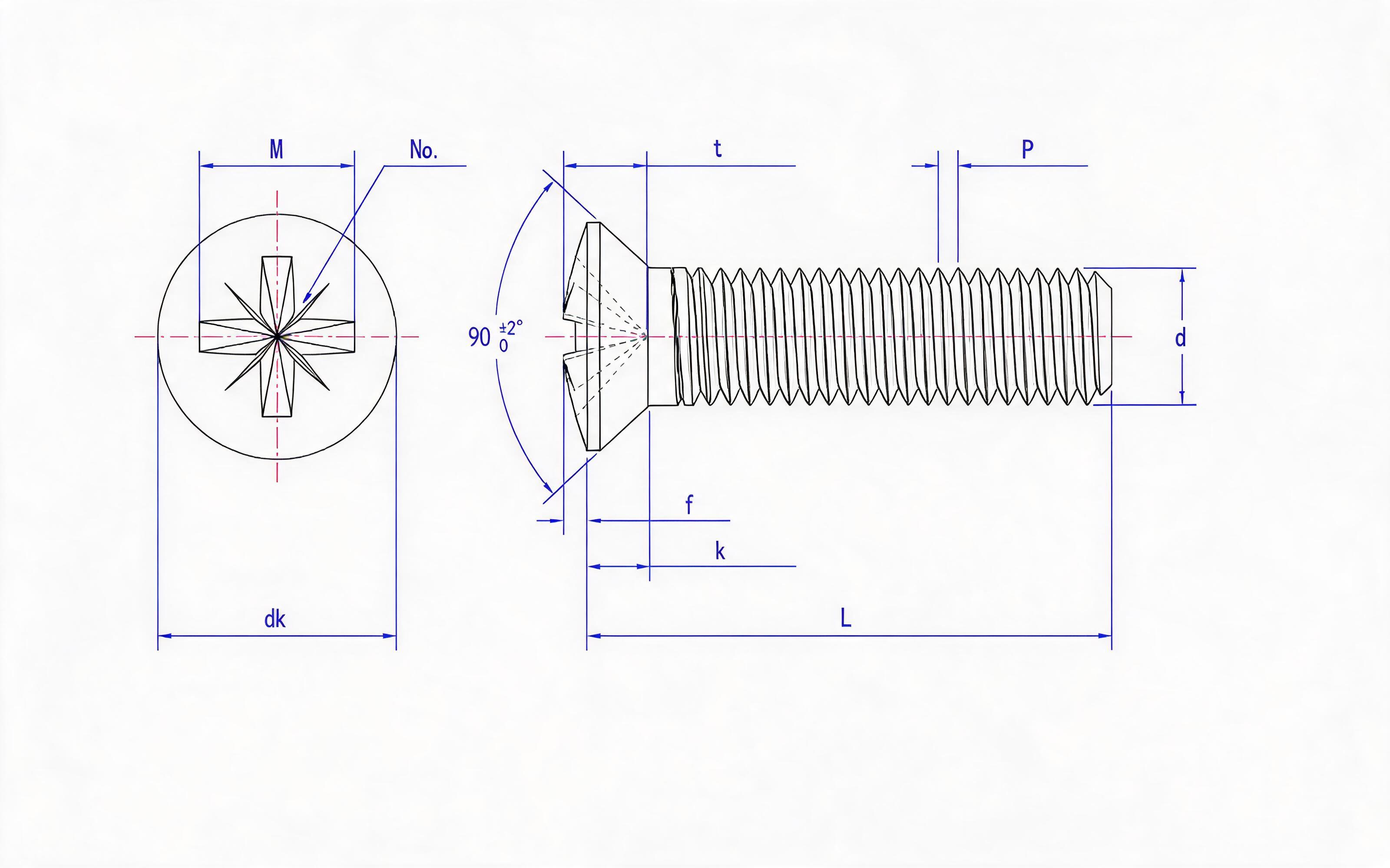 RAISED COUNTERSUNK HEAD SCREW (TYPE Z) Standard Drawing