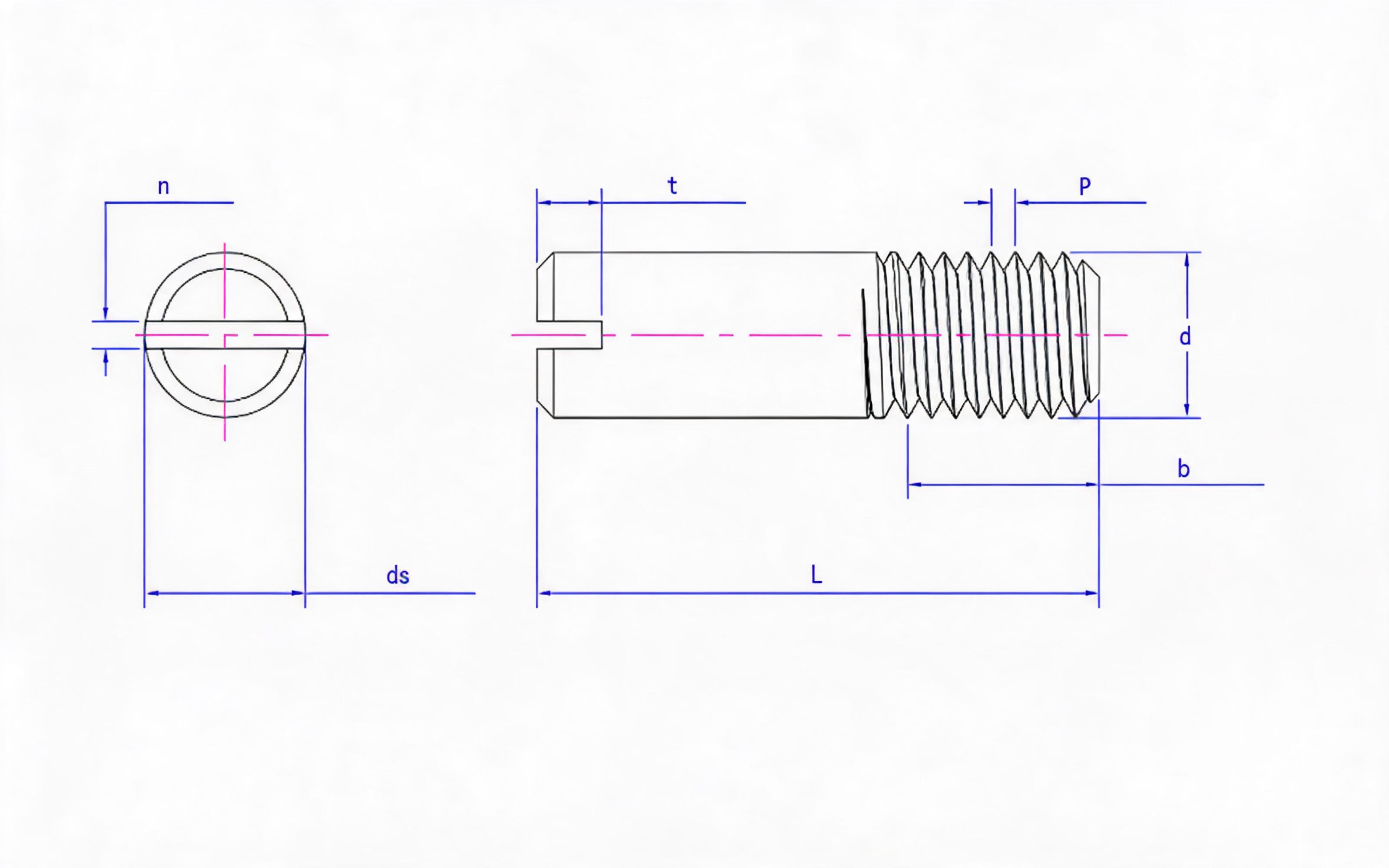 SLOTTED HEADLESS SCREW Standard Drawing