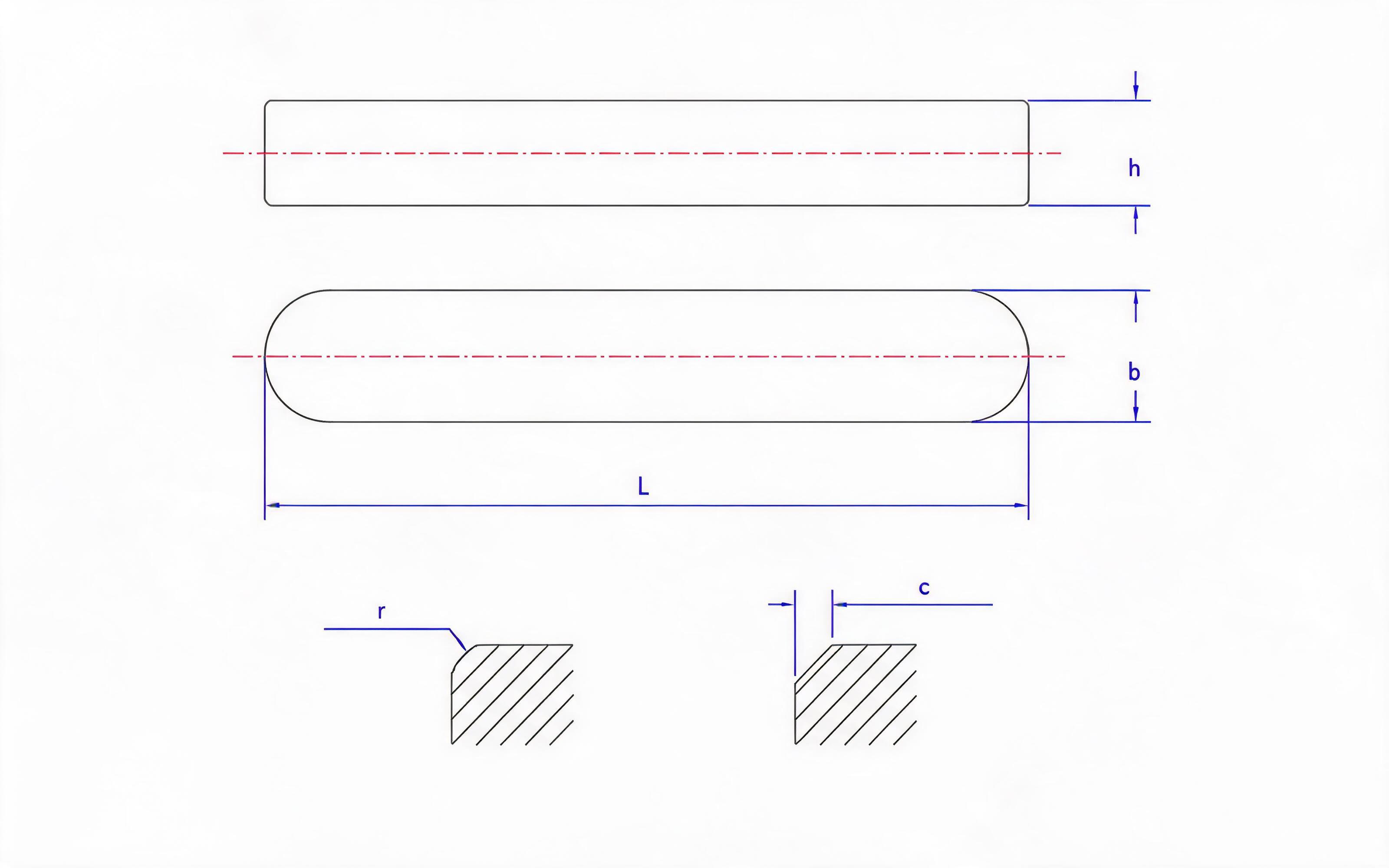 Type A flat key Standard Drawing