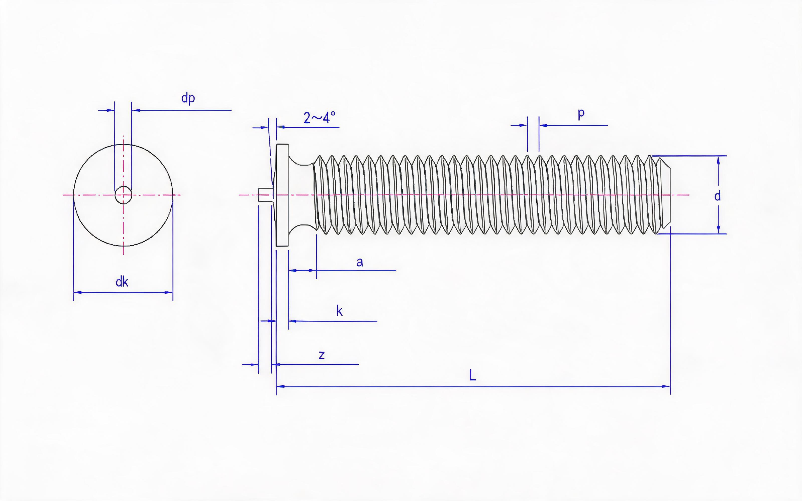 Single-point welding screw Standard Drawing