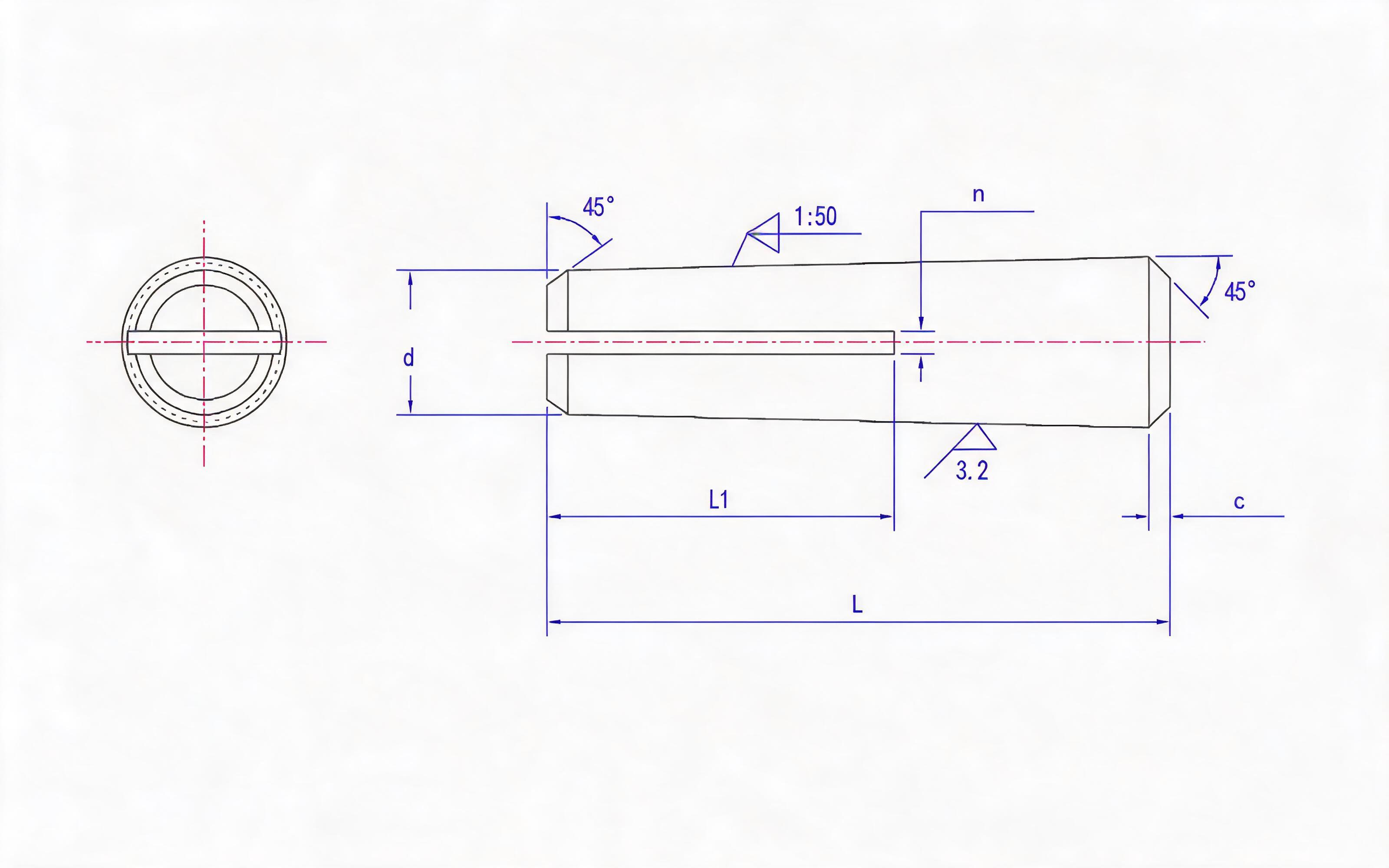 Cotter taper pin Standard Drawing