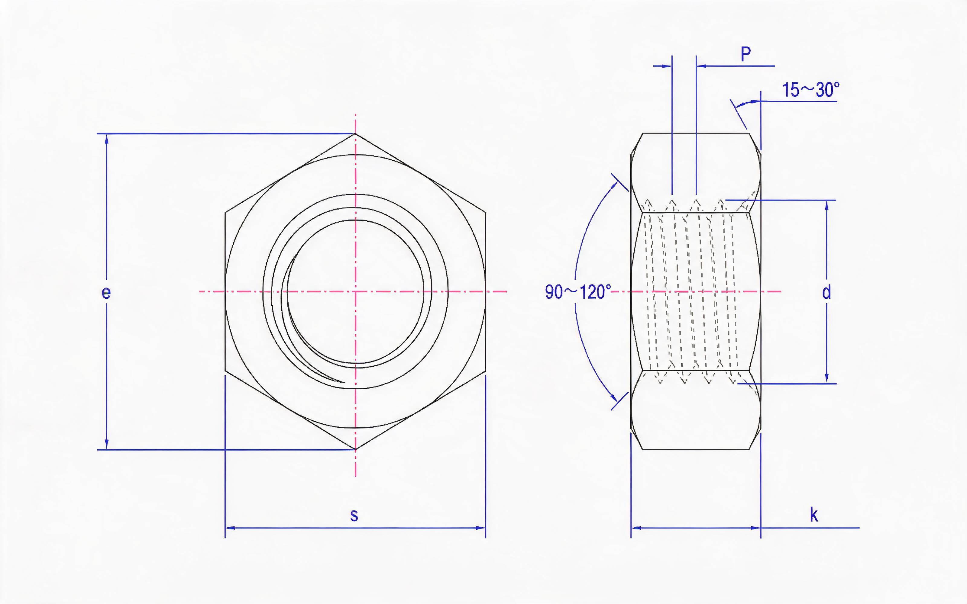 Plastic hexagon nuts  Standard Drawing