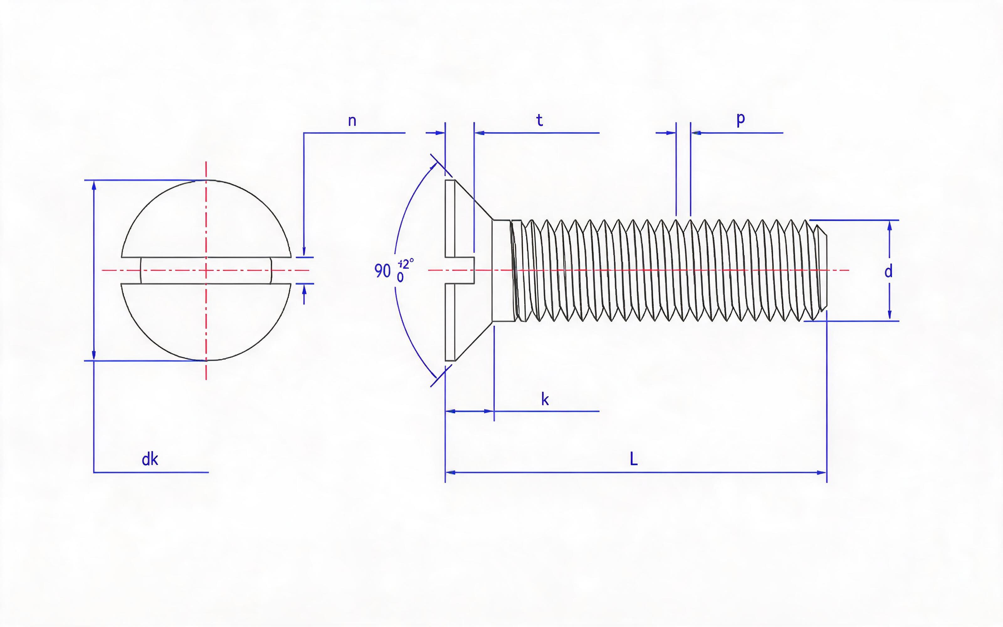 SLOTTED COUNTERSUNK HEAD SCREW Standard Drawing